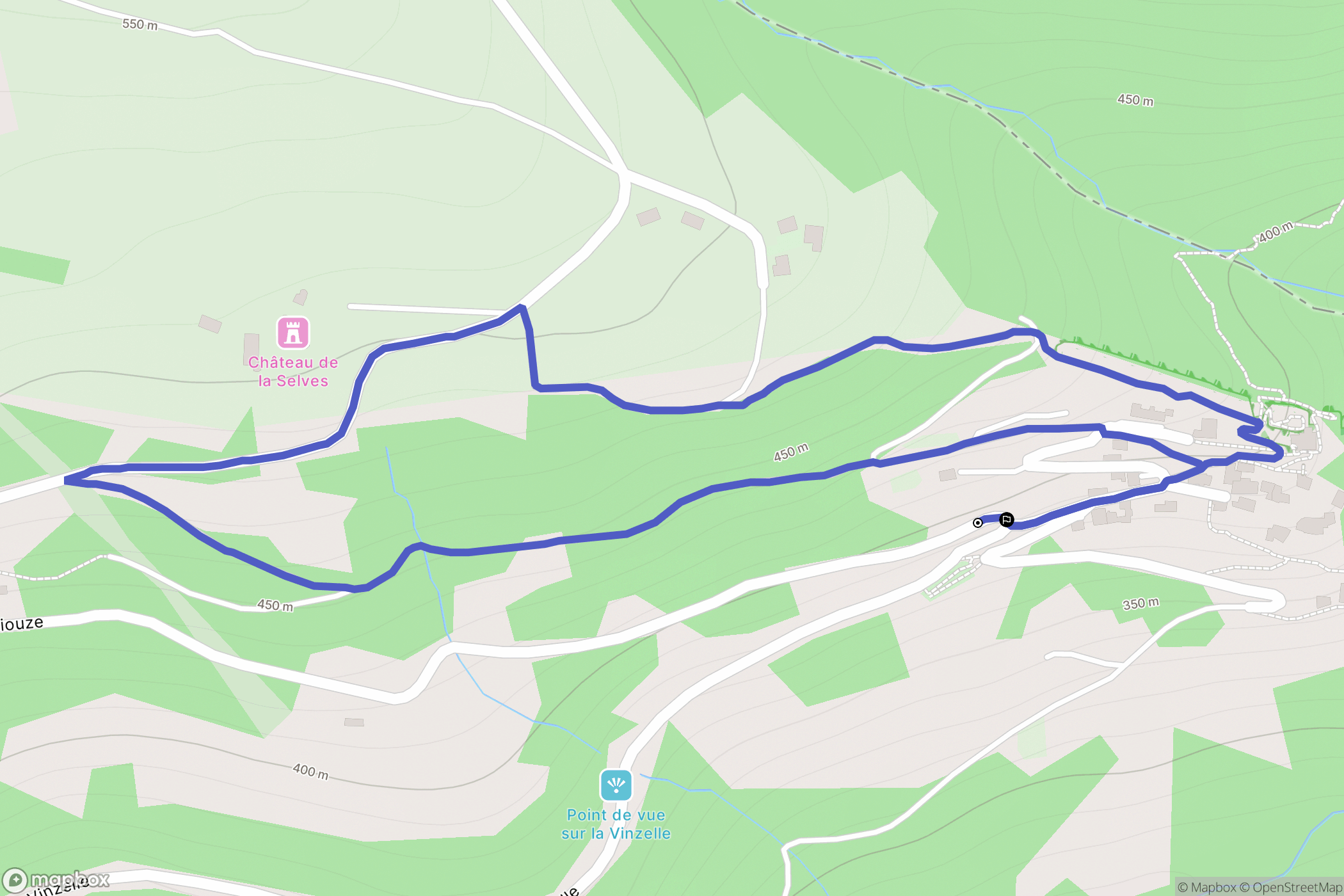 Conques-en-Rouergue : carte du parcours de randonnée - France