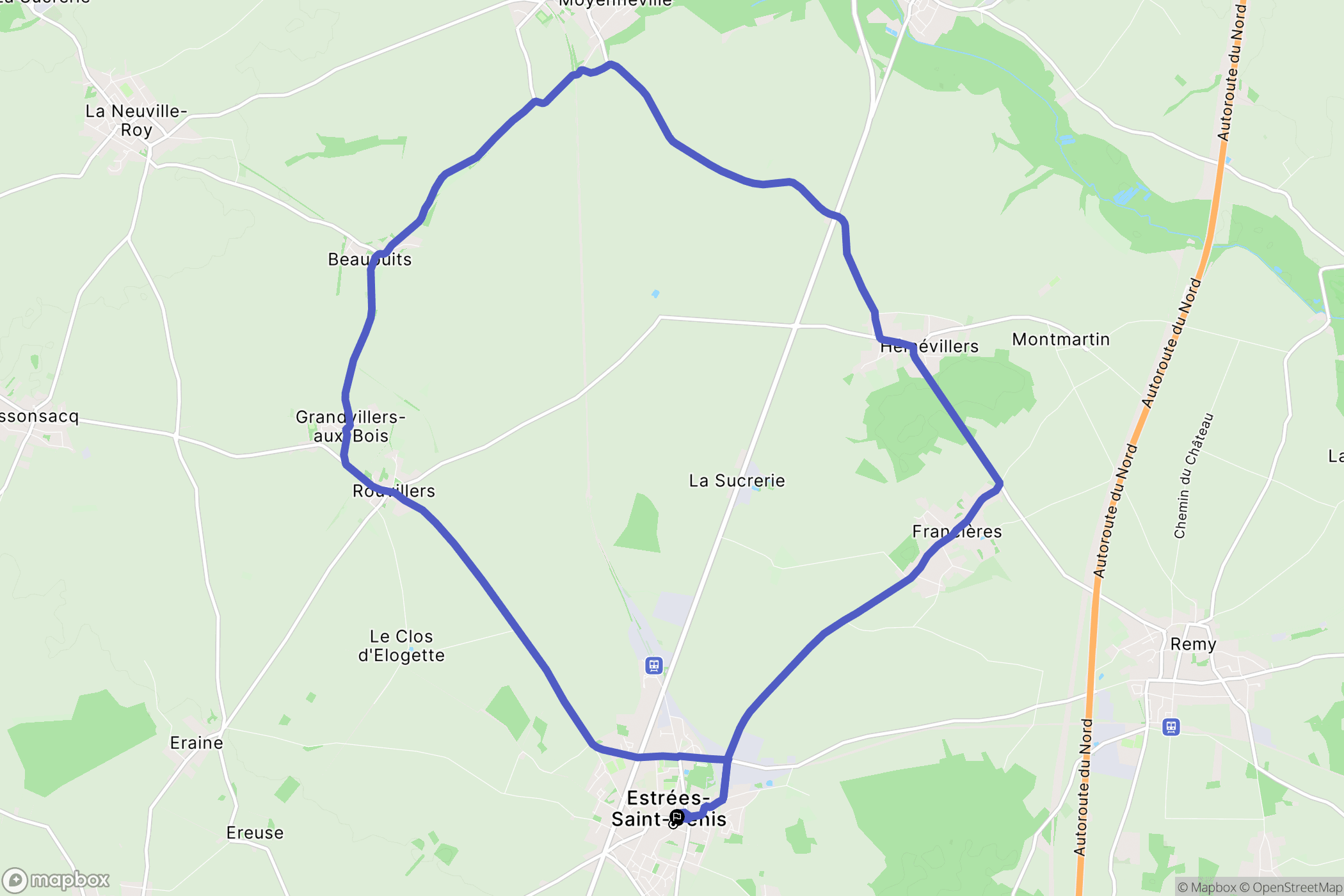 Estrées-Saint-Denis : carte du parcours de randonnée - France