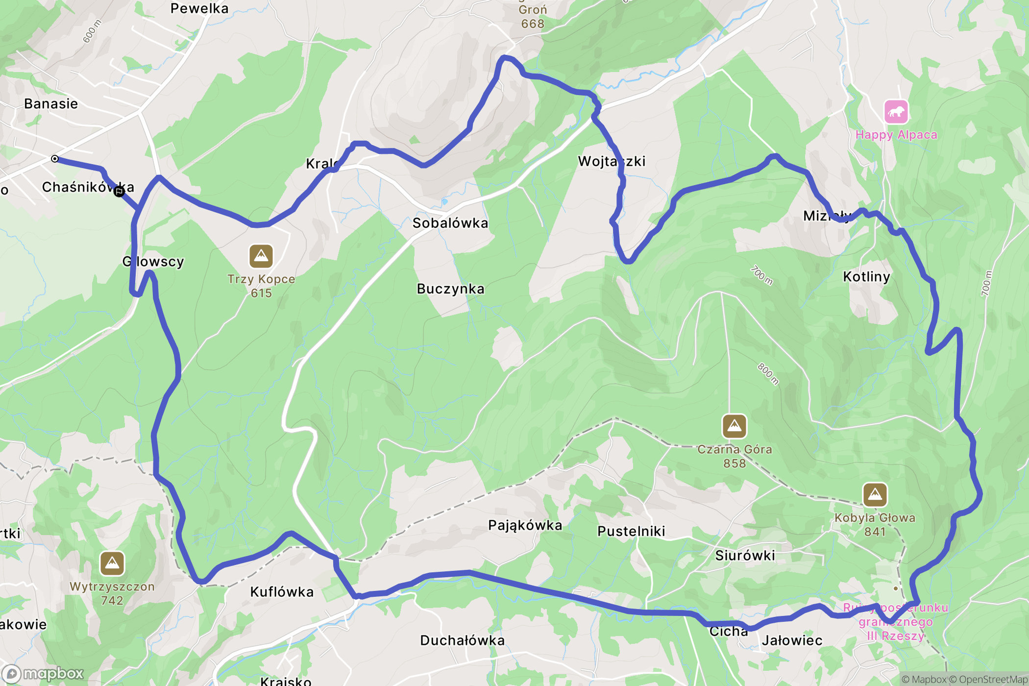 Pewelka: mapa trasy - Poland