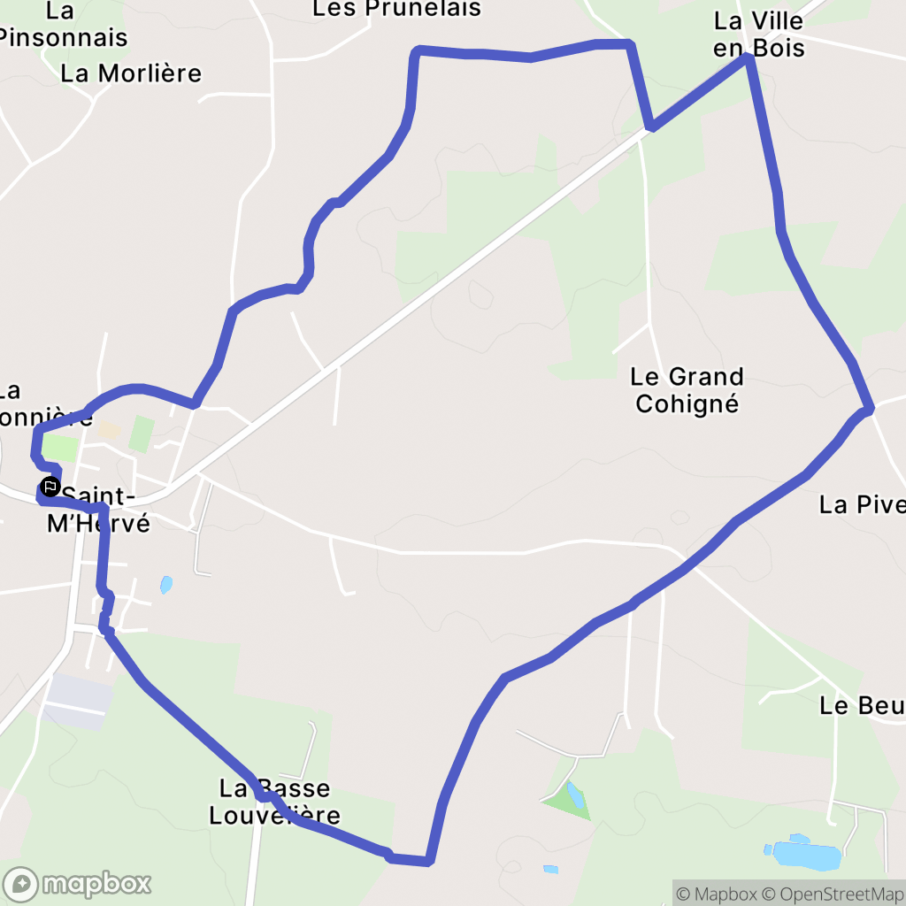 Saint-M'Hervé : carte du parcours de randonnée - France