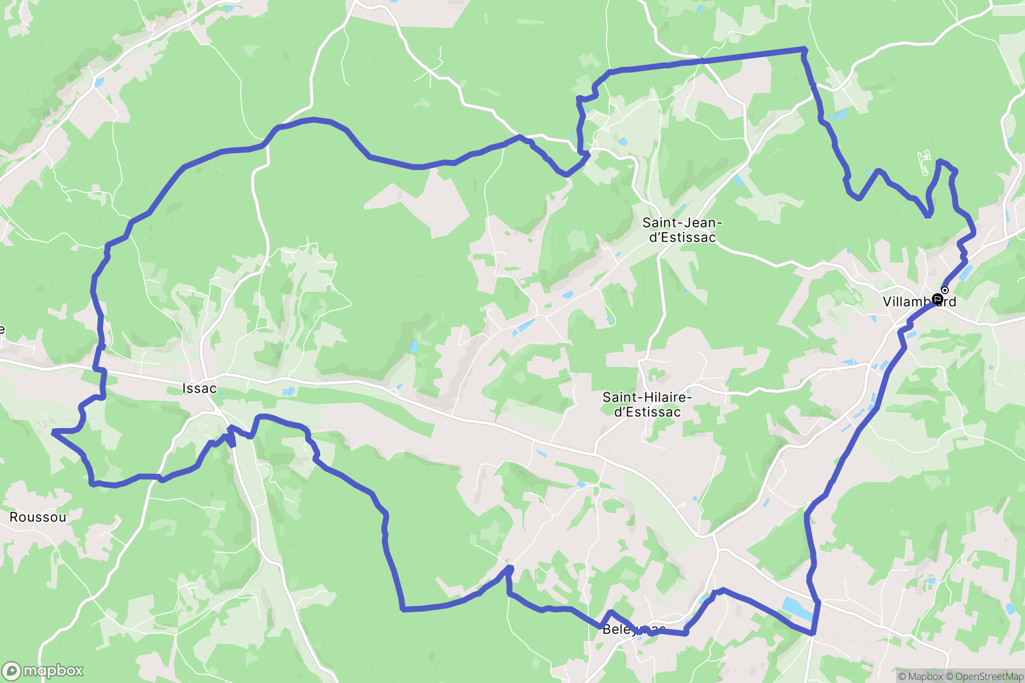 Villamblard : carte du parcours de randonnée - France