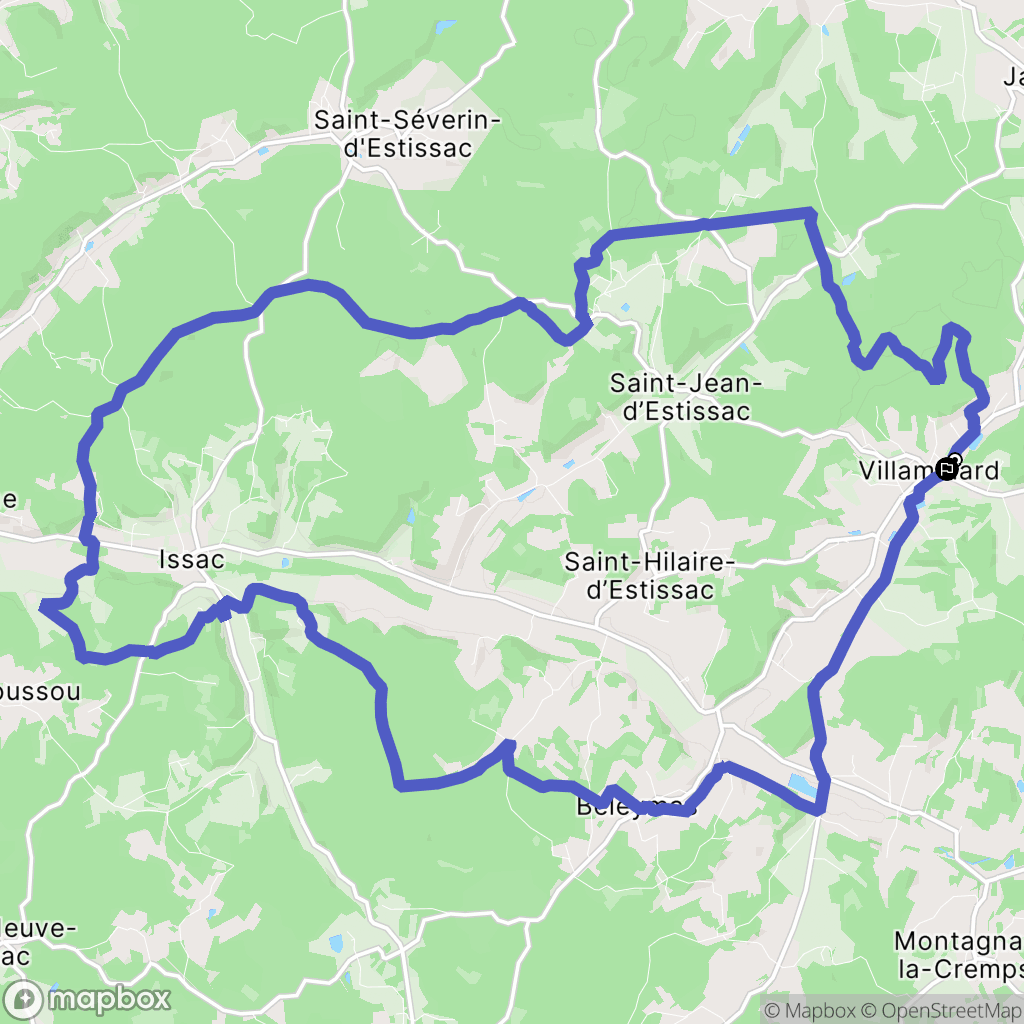 Villamblard : carte du parcours de randonnée - France