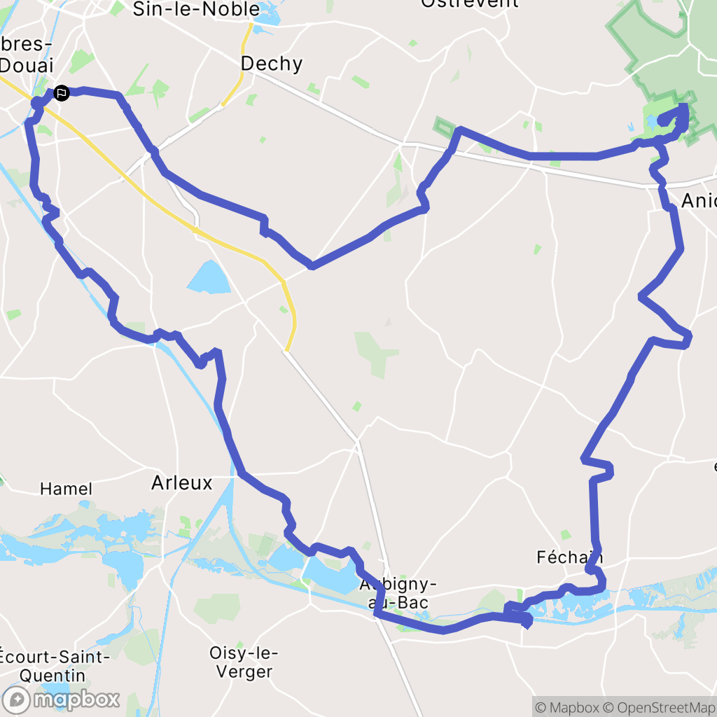 Lambres-Lez-Douai : carte du parcours de randonnée - France