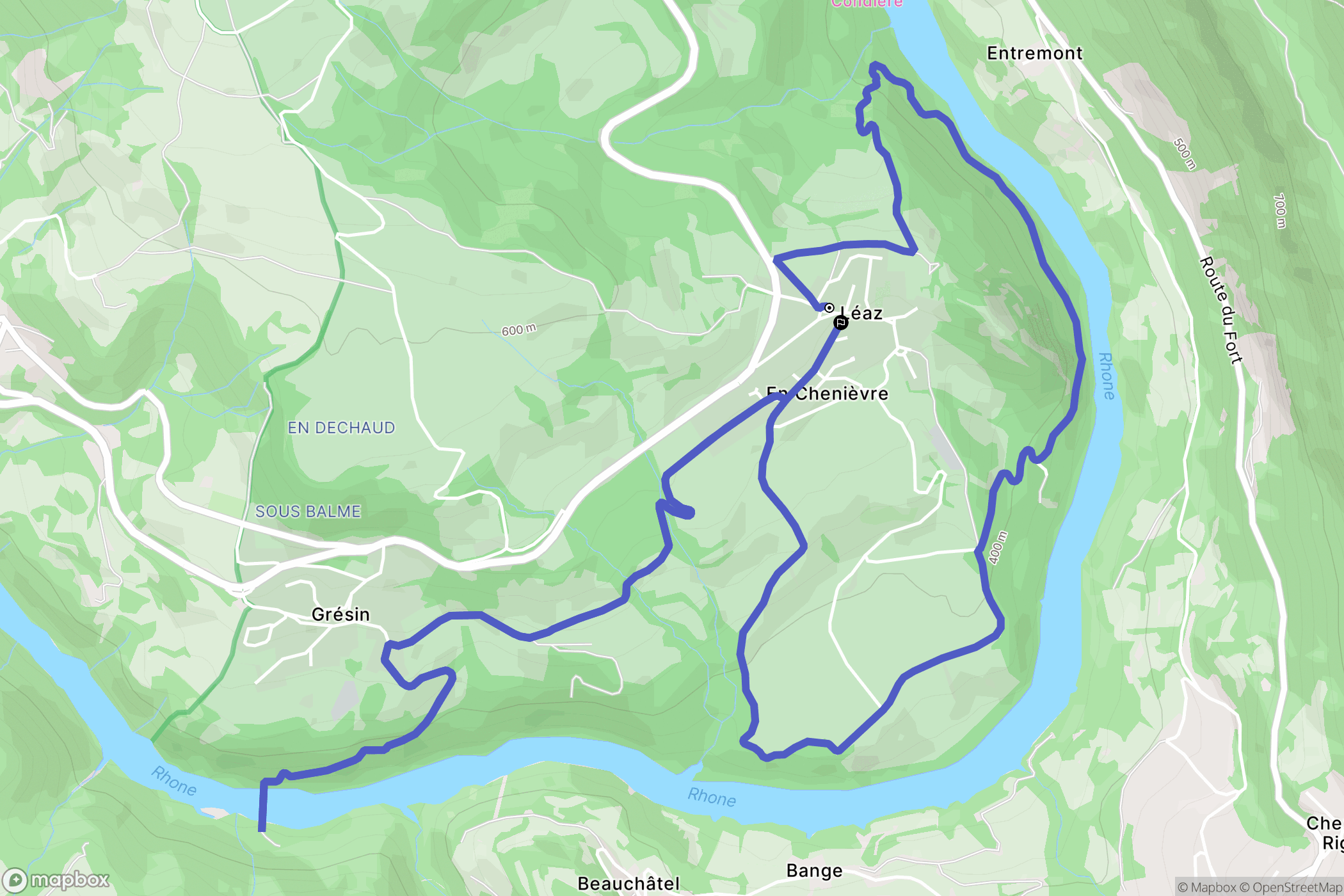 Léaz : carte du parcours de randonnée - France