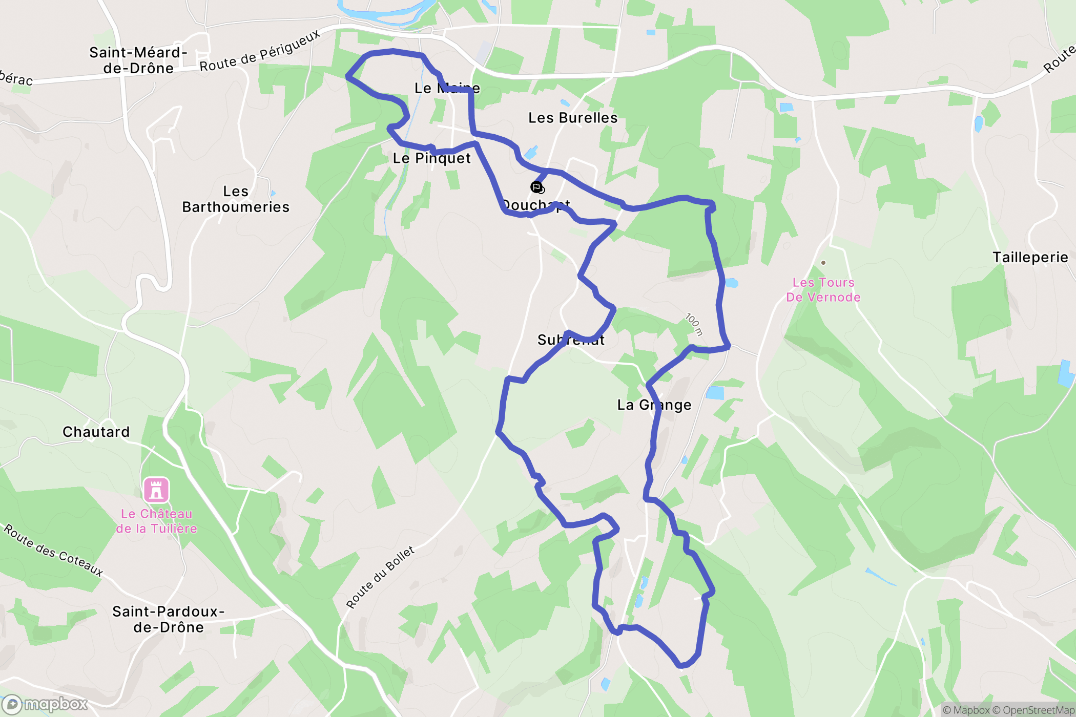 Douchapt : carte du parcours de randonnée - France