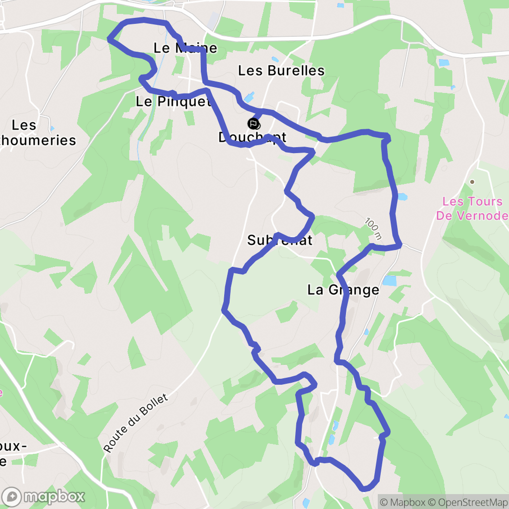 Douchapt : carte du parcours de randonnée - France