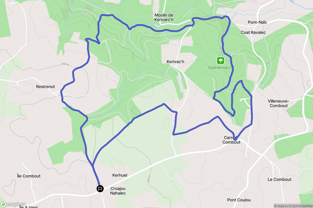 Querrien : carte du parcours de randonnée - France