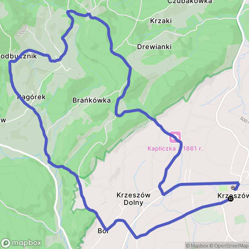 Krzeszów: mapa trasy - Poland