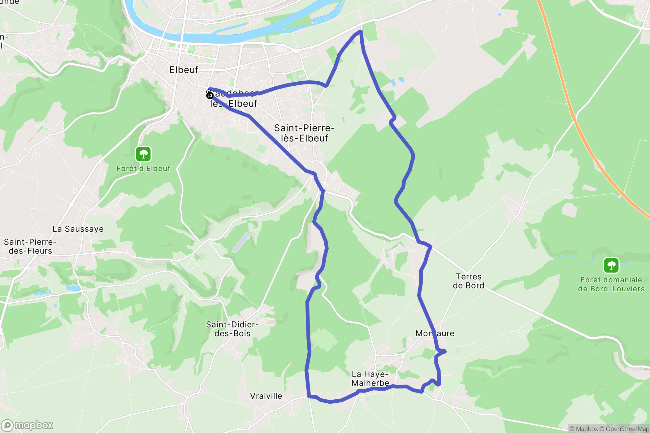 Caudebec-lès-Elbeuf : carte du parcours de randonnée - France