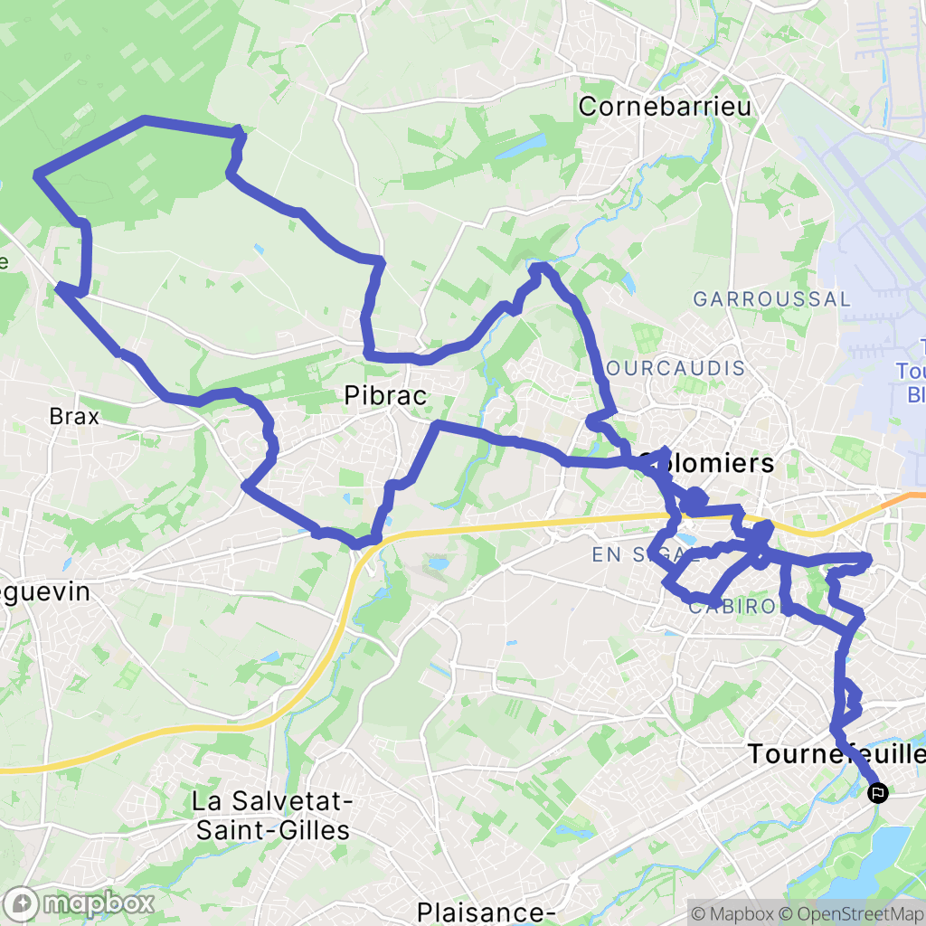 Tournefeuille : carte du parcours de randonnée - France