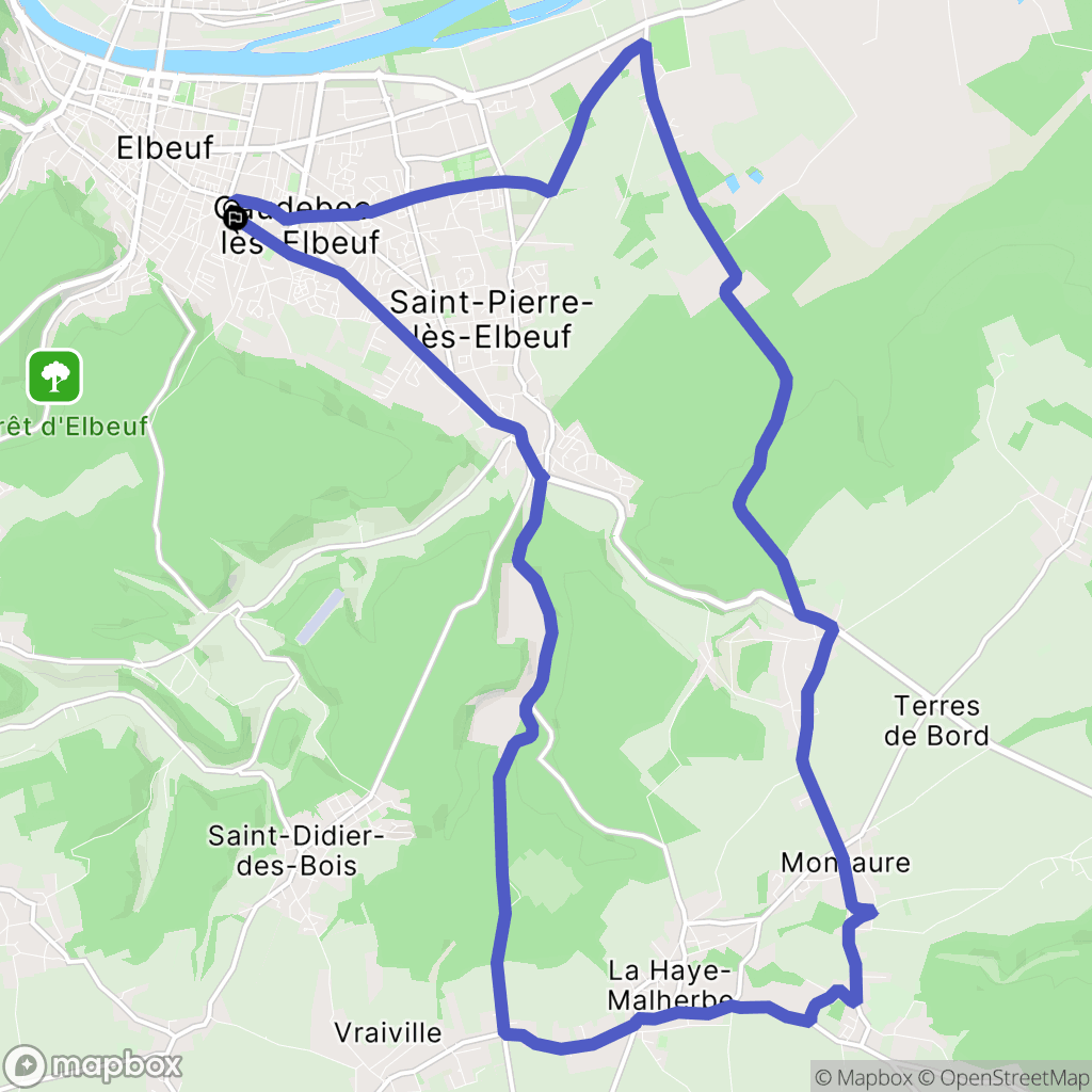 Caudebec-lès-Elbeuf : carte du parcours de randonnée - France