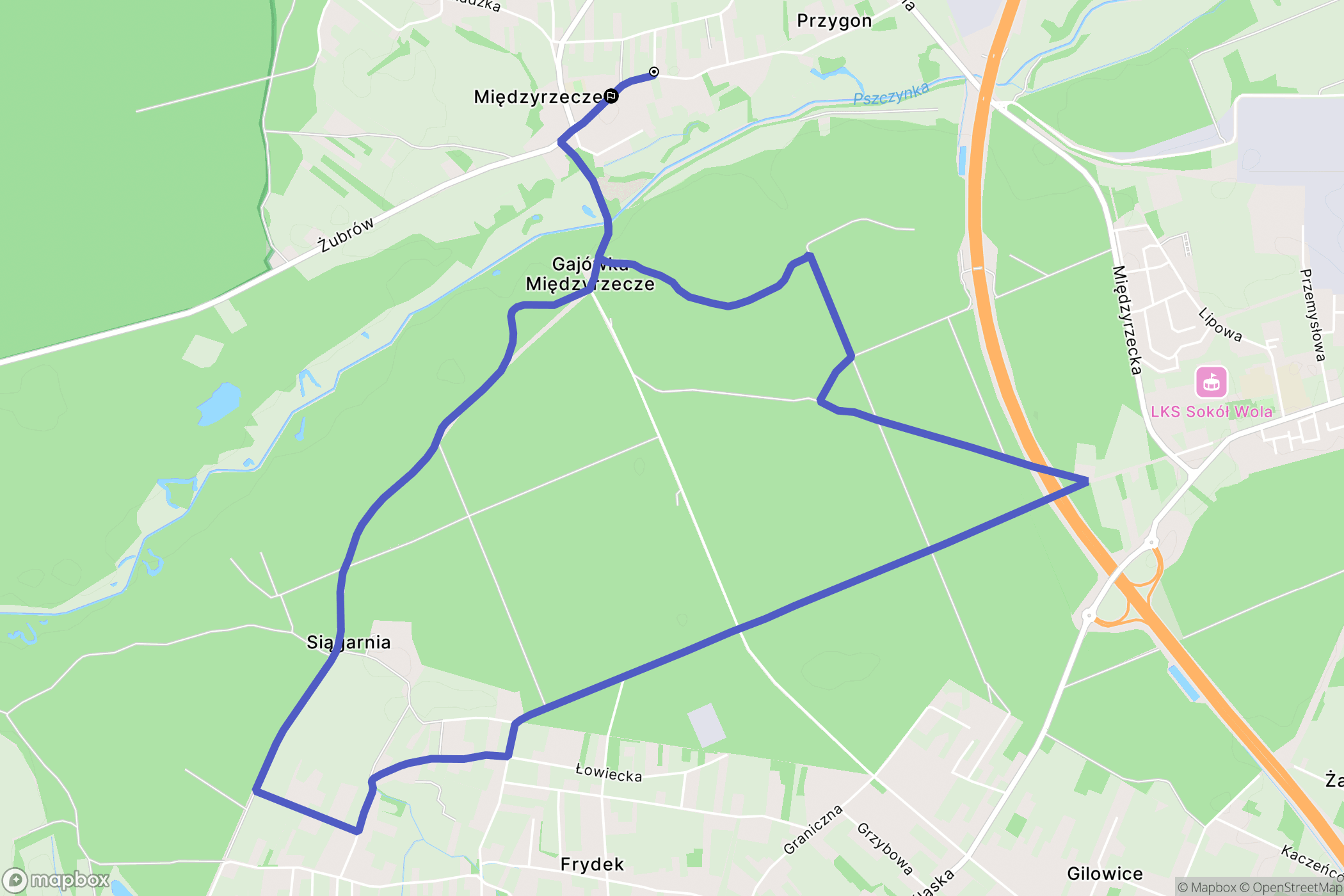 Międzyrzecze: mapa trasy - Poland