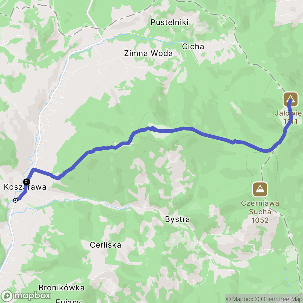 Koszarawa: mapa trasy - Poland