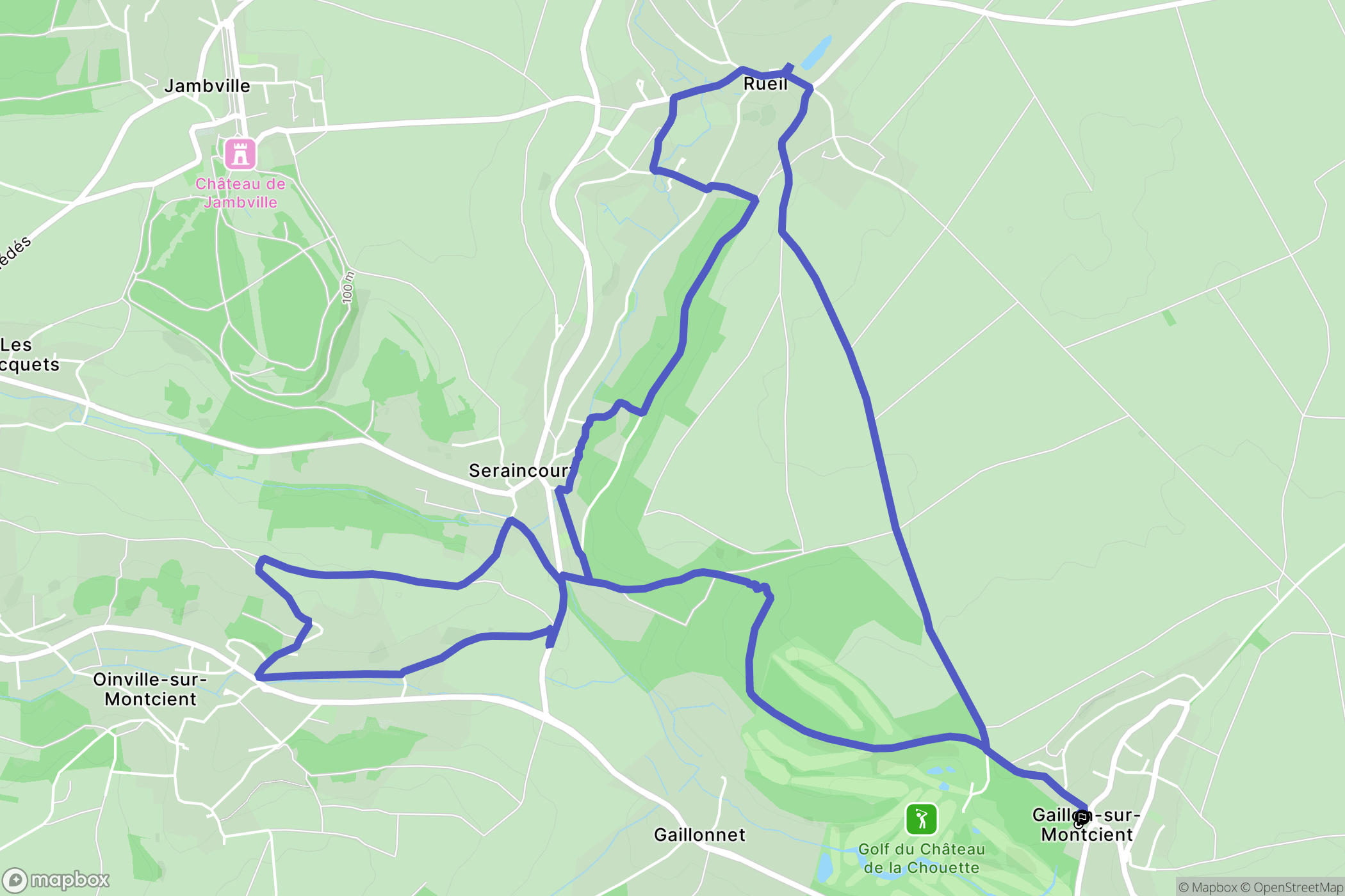 Gaillon-sur-Montcient : carte du parcours de randonnée - France