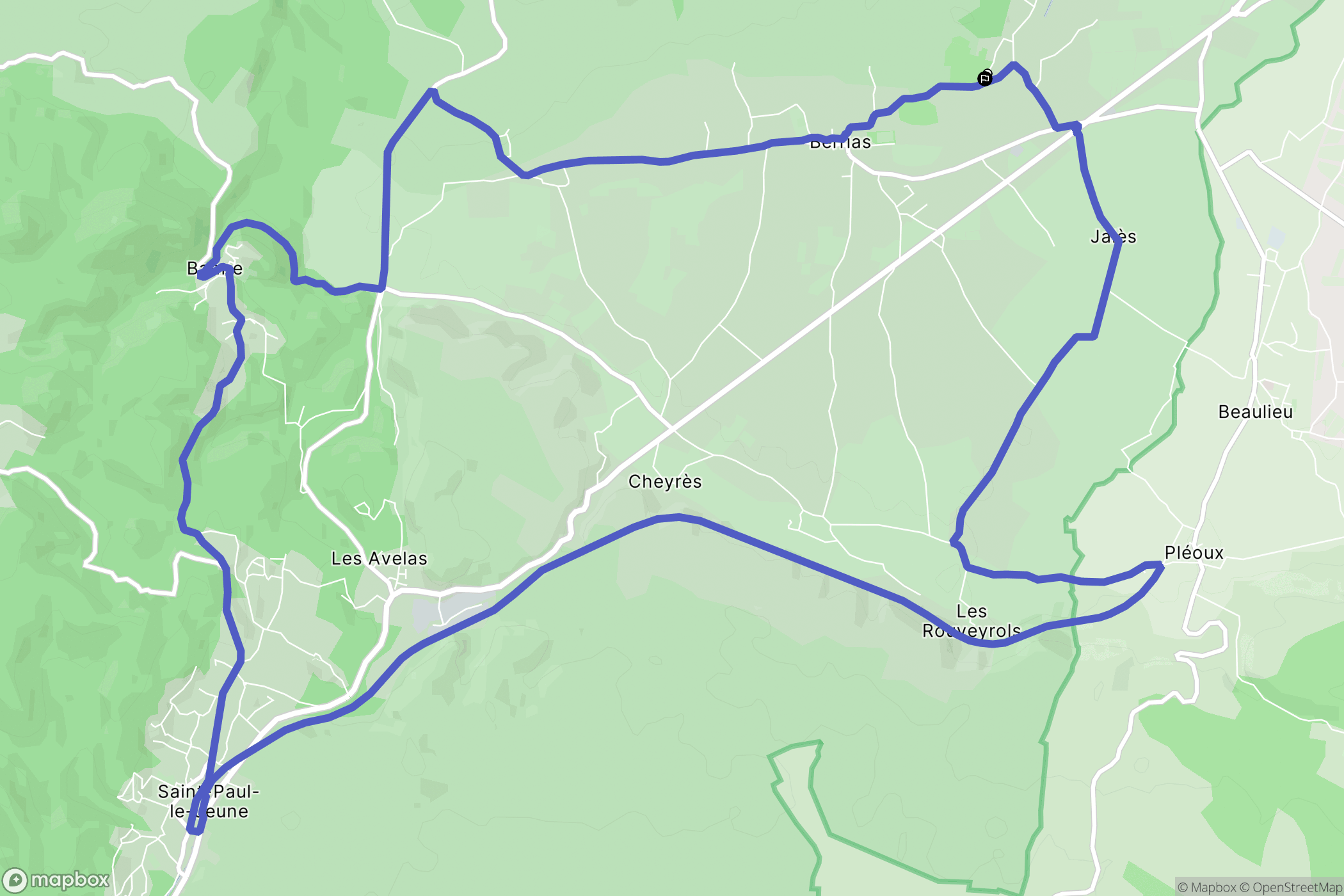 Berrias-et-Casteljau : carte du parcours de randonnée - France