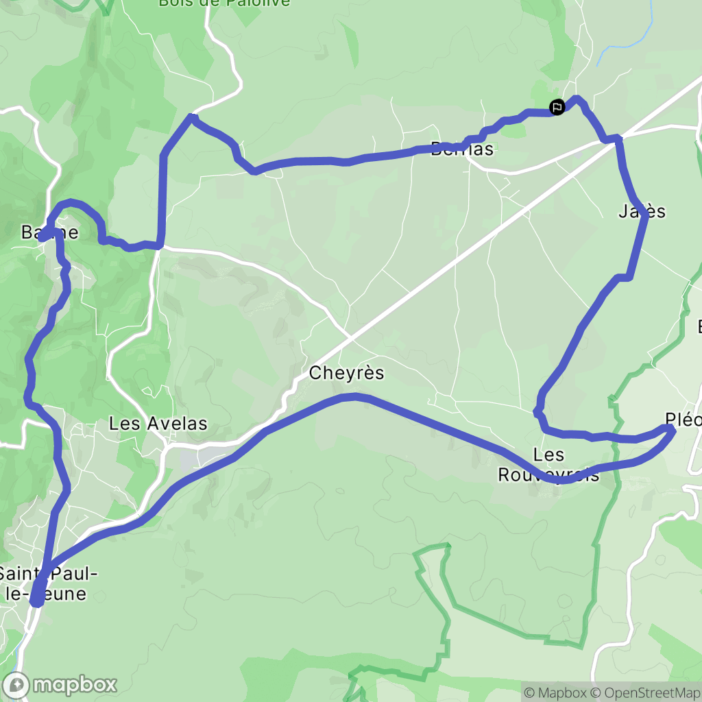 Berrias-et-Casteljau : carte du parcours de randonnée - France