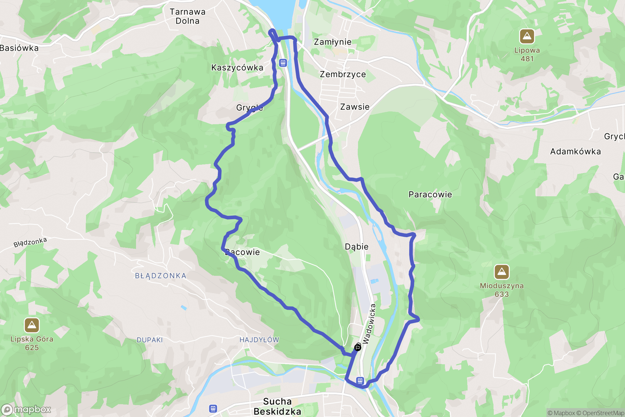 Sucha Beskidzka: mapa trasy - Poland