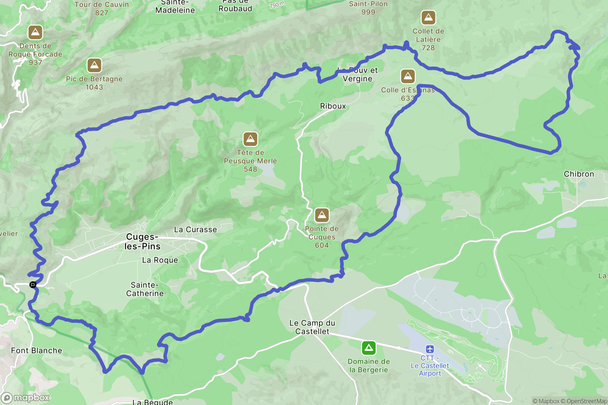 Cuges-les-Pins : carte du parcours de randonnée - France