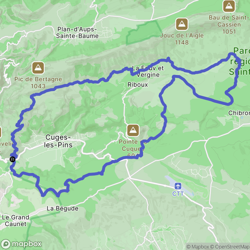 Cuges-les-Pins : carte du parcours de randonnée - France