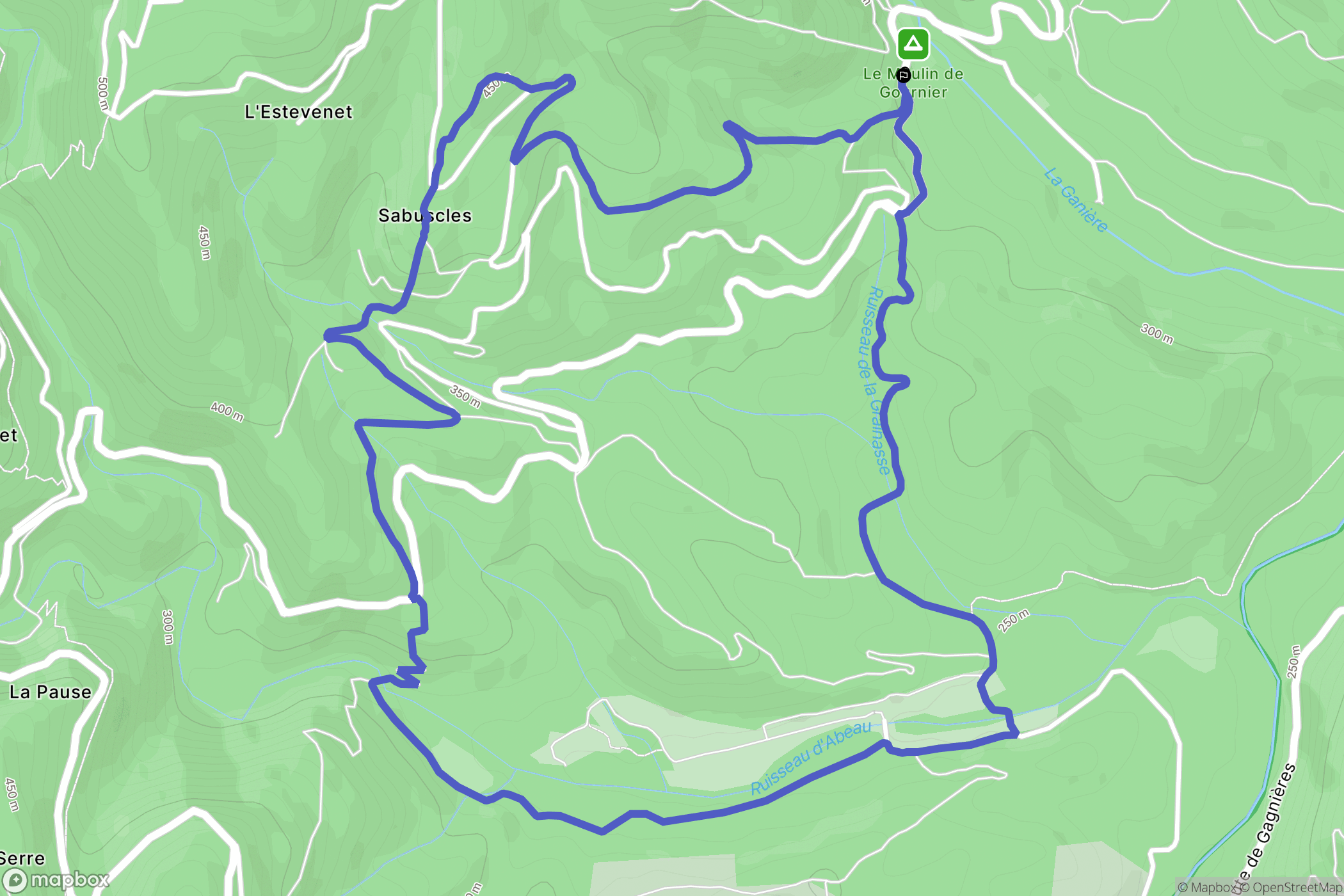 Malbosc : carte du parcours de randonnée - France