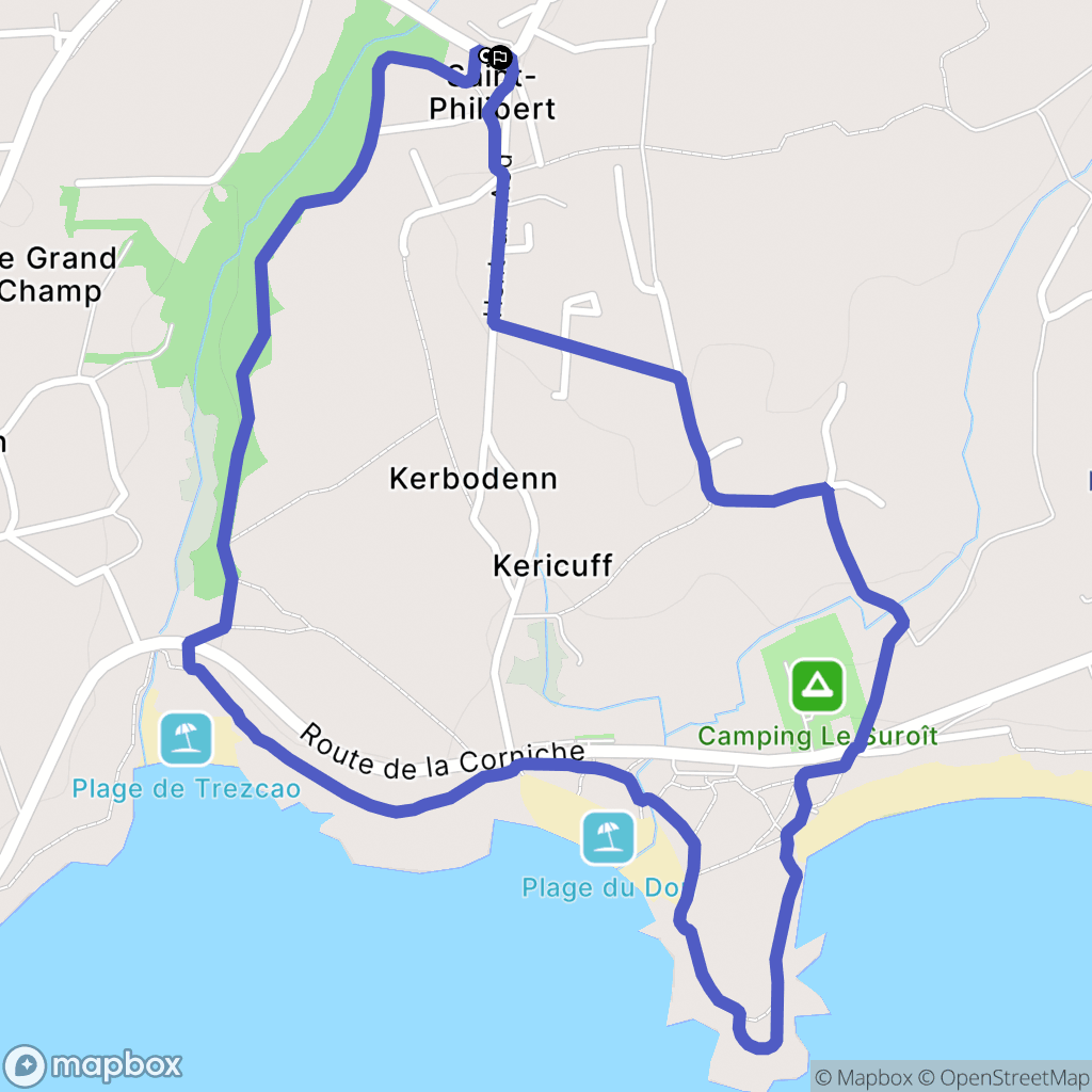 Trégunc : carte du parcours de randonnée - France