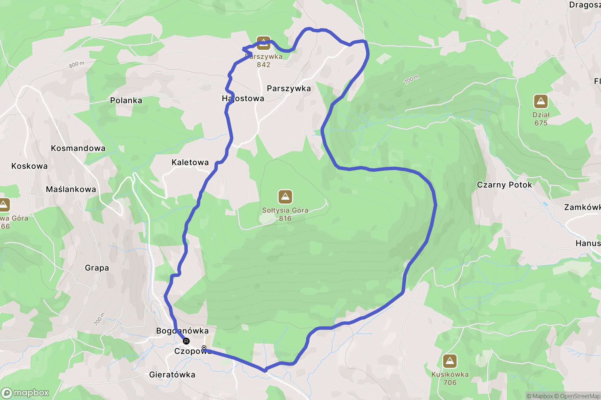 Bogdanówka: mapa trasy - Poland