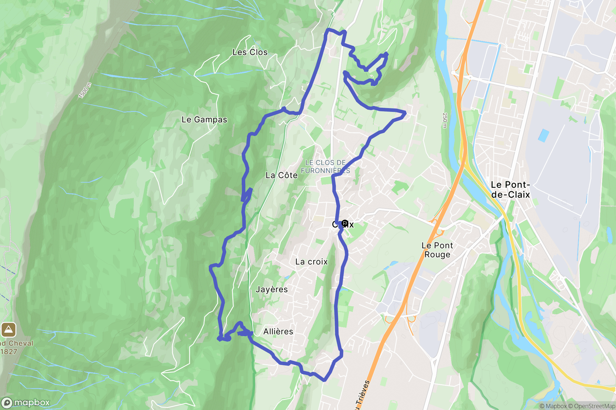 Claix : carte du parcours de randonnée - France