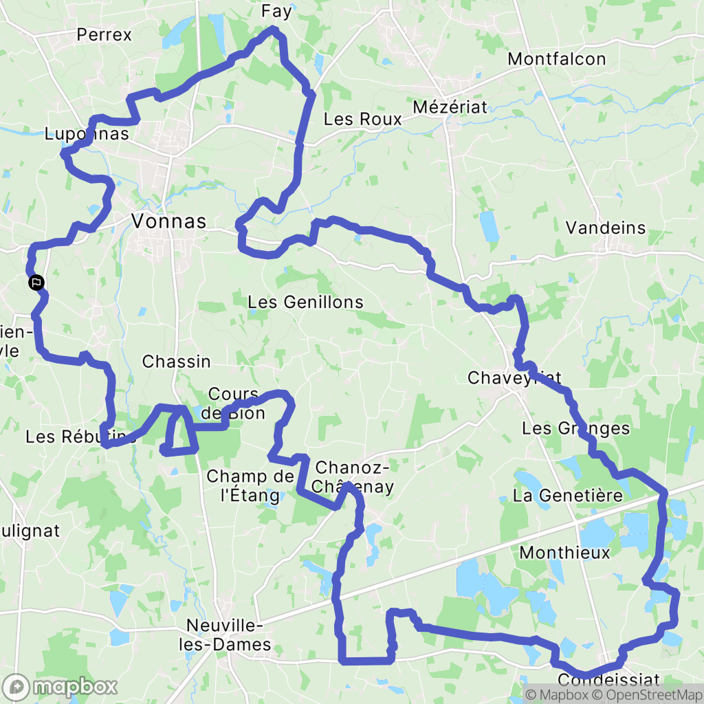Saint-Julien-sur-Veyle : carte du parcours de randonnée - France