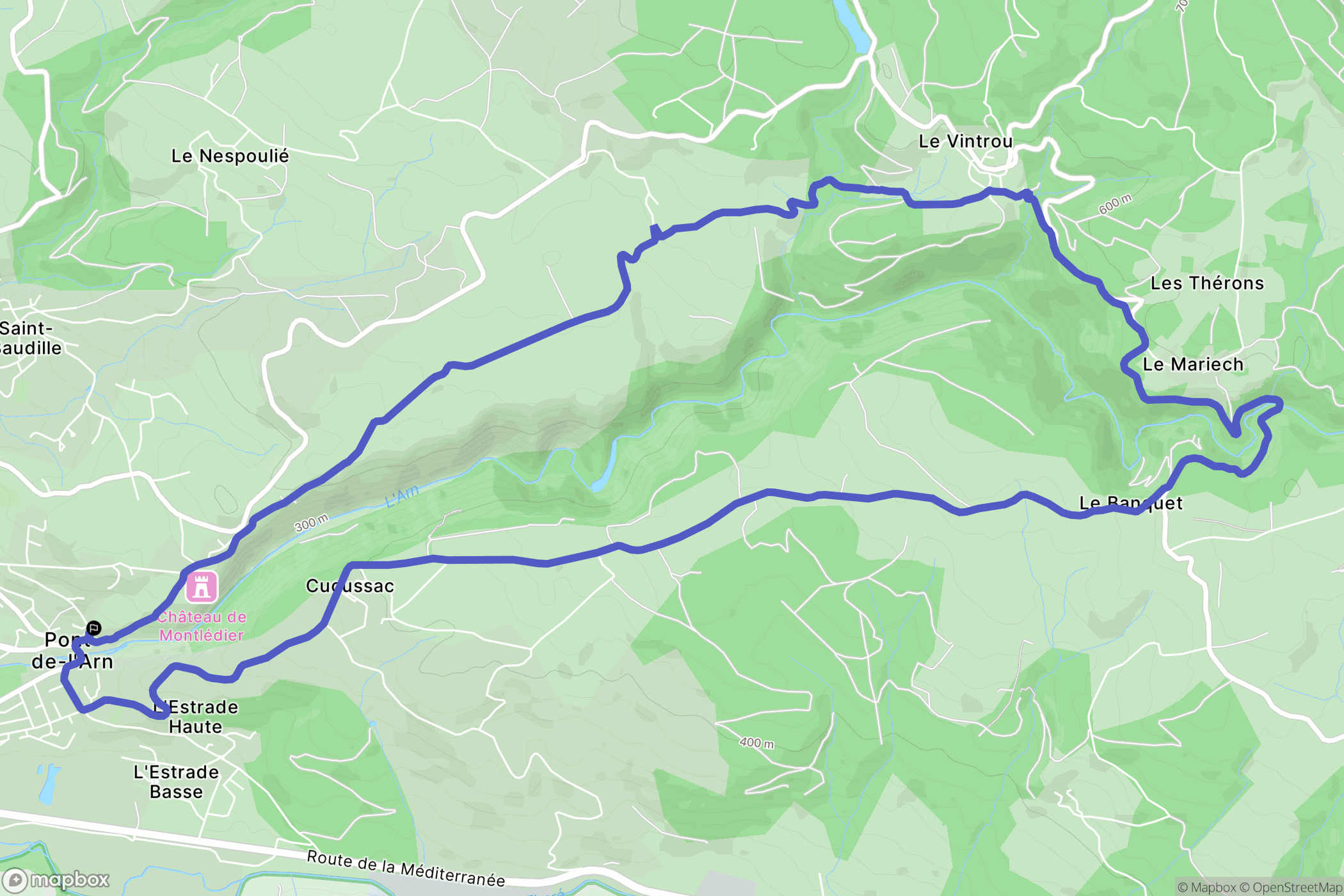 Pont-de-Larn : carte du parcours de randonnée - France