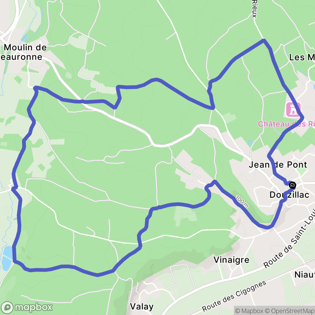 Douzillac : carte du parcours de randonnée - France