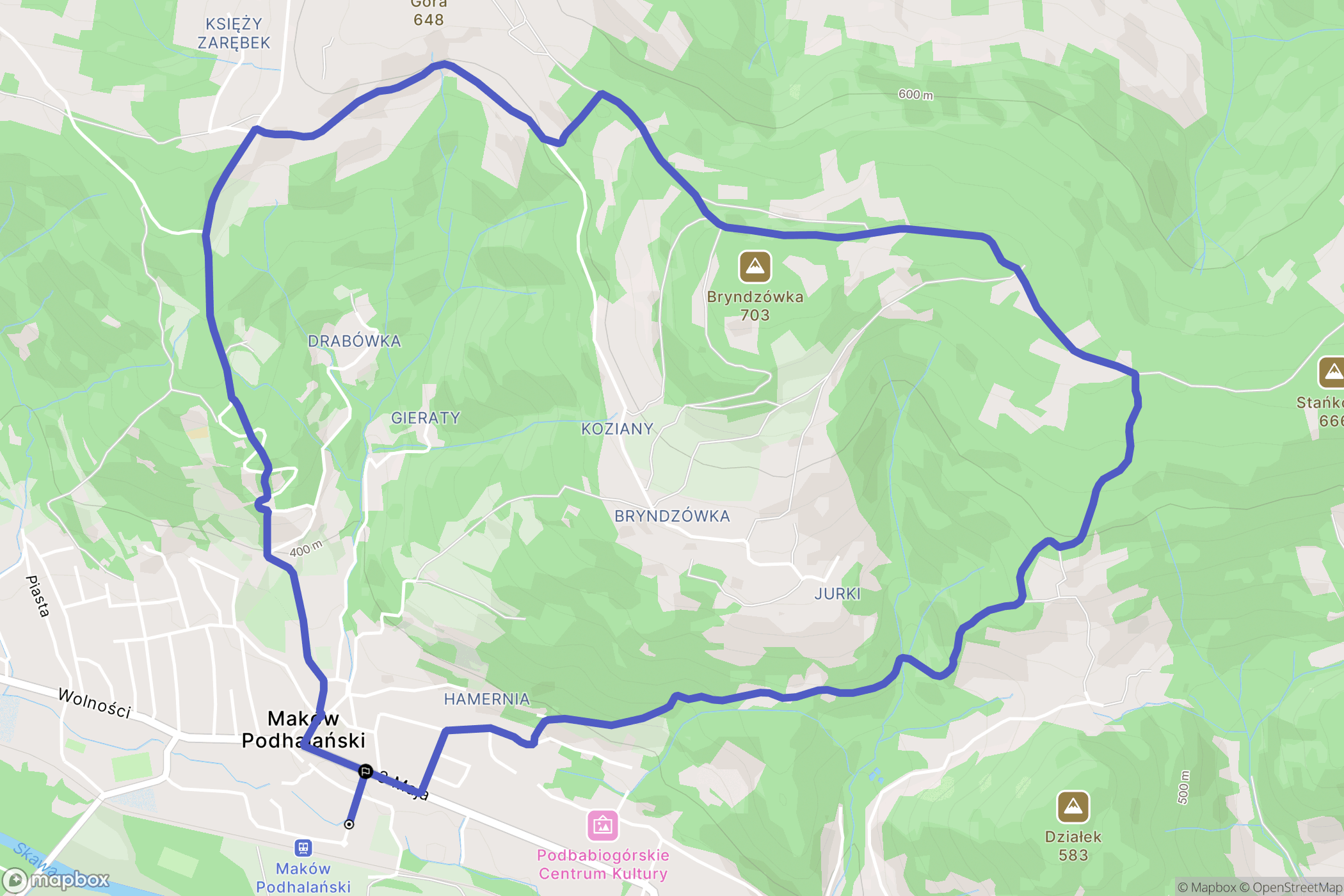 Maków Podhalański: mapa trasy - Poland