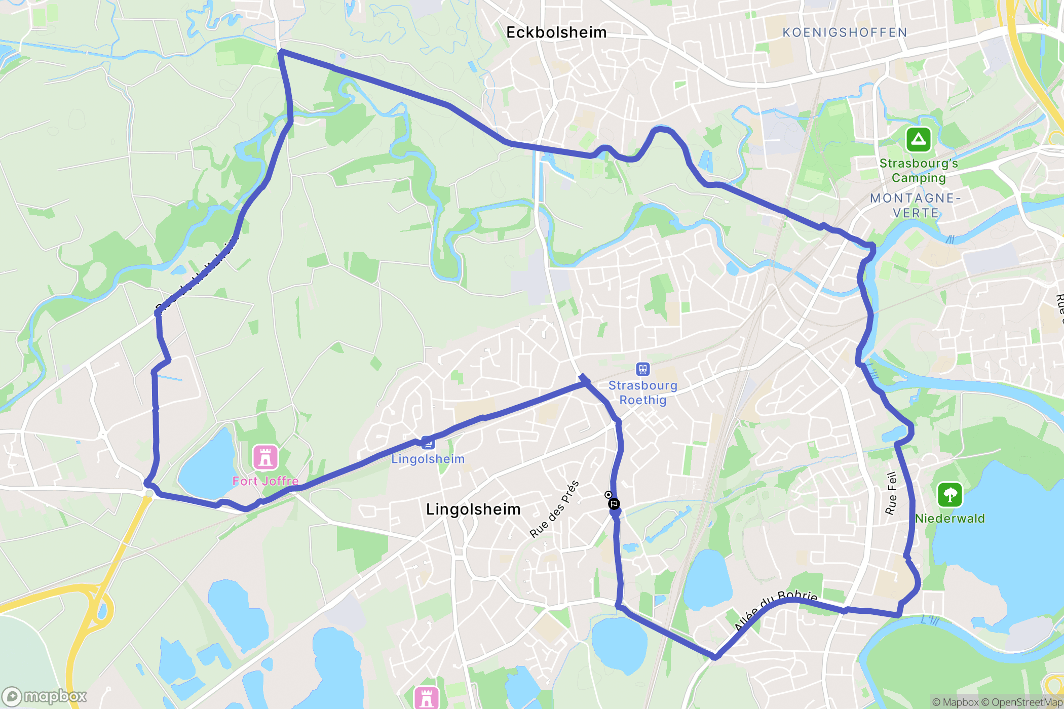 Lingolsheim : carte du parcours de randonnée - France