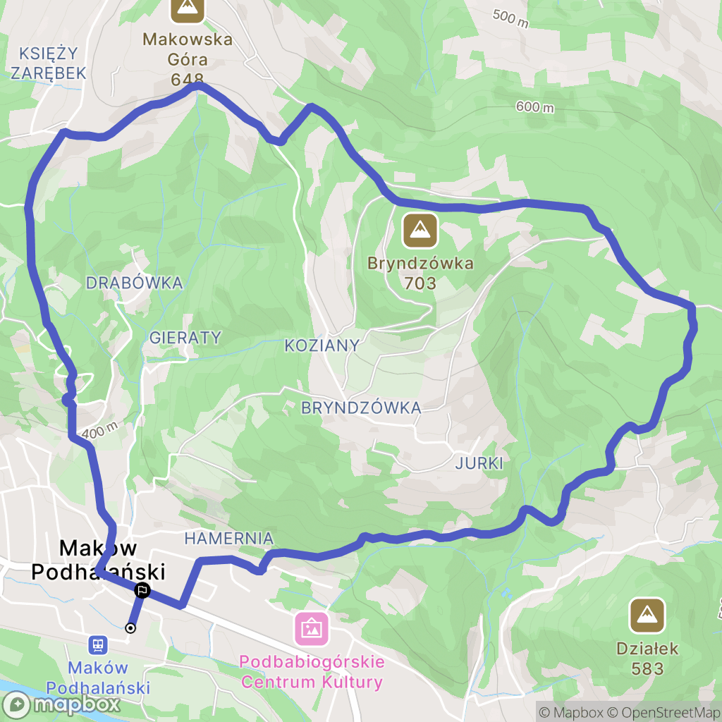 Maków Podhalański: mapa trasy - Poland