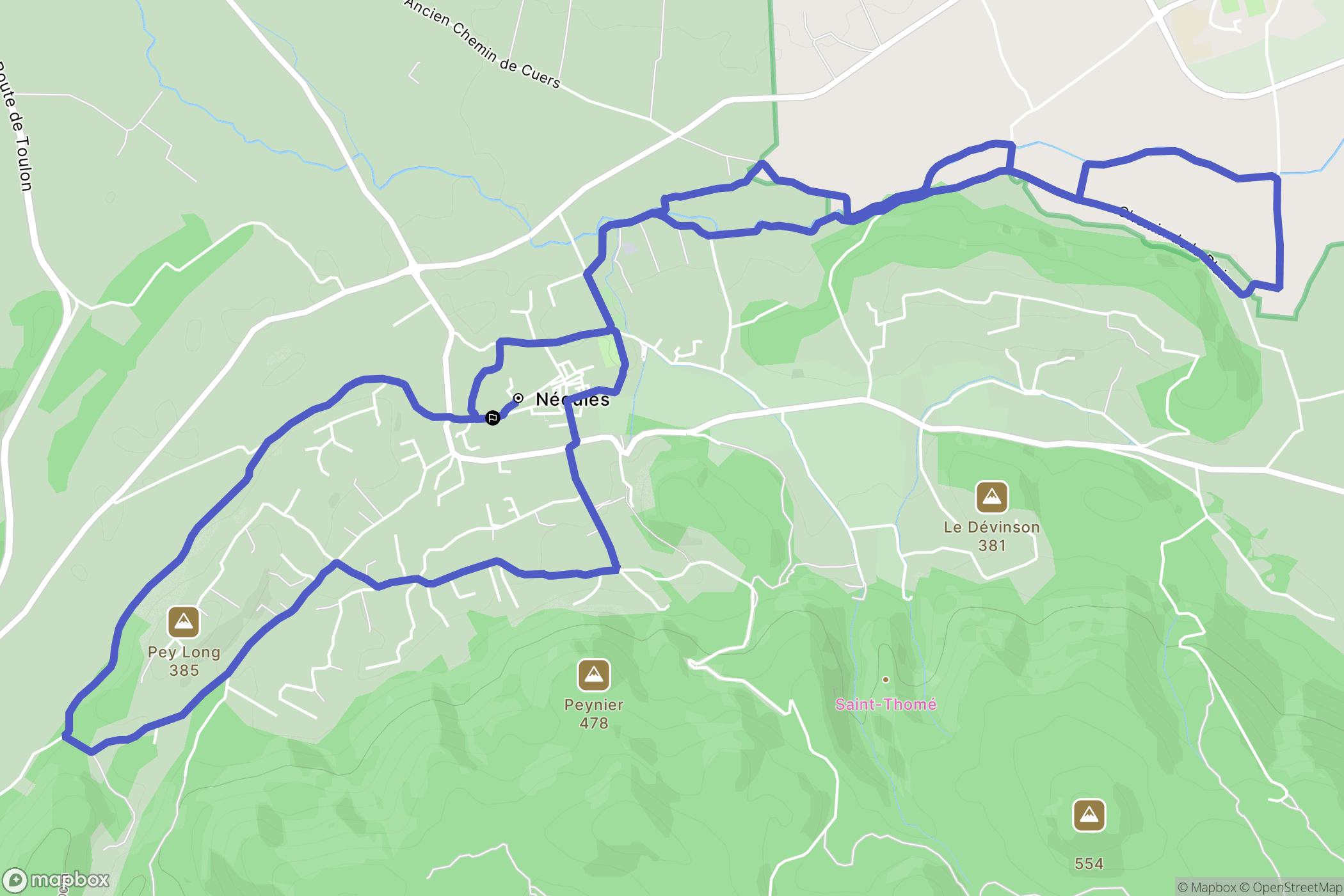 Néoules : carte du parcours de randonnée - France