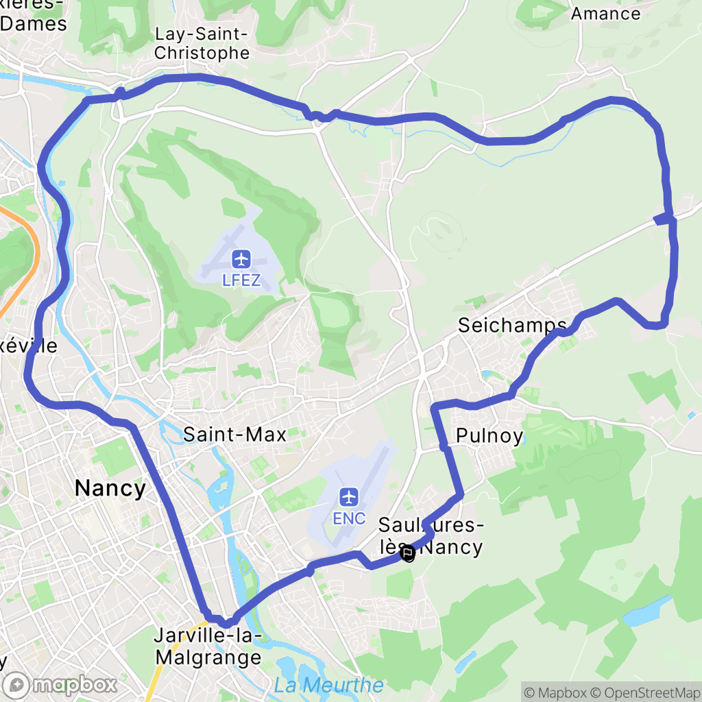 Saulxures-lès-Nancy : carte du parcours de randonnée - France