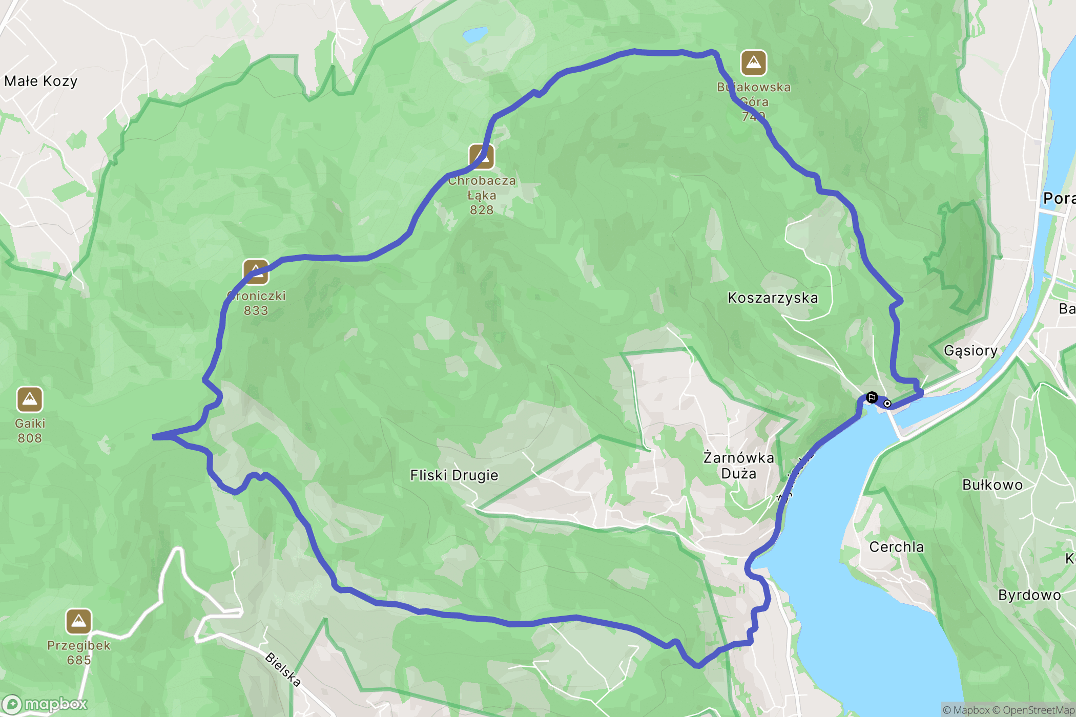 Międzybrodzie Kob.: mapa trasy - Poland