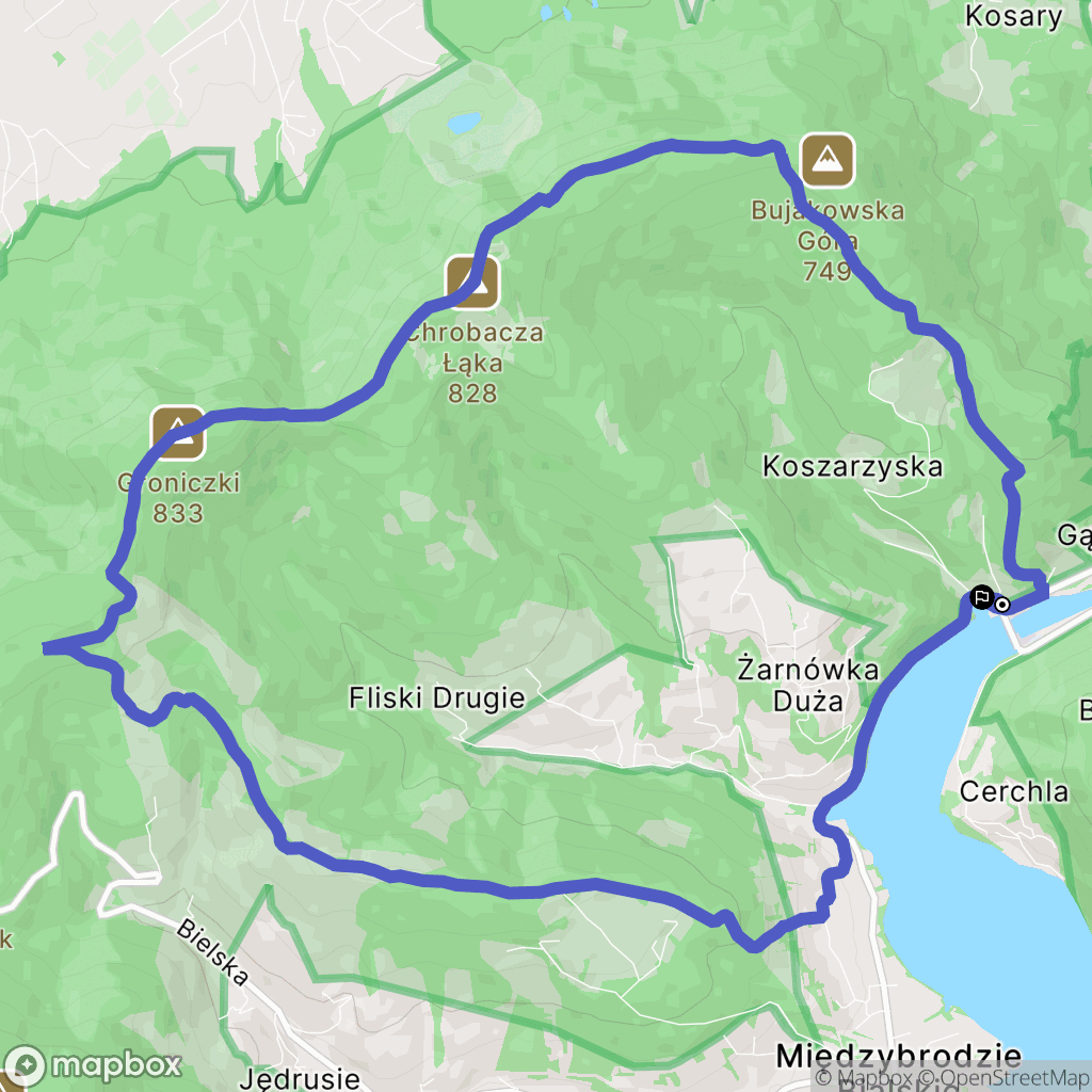 Międzybrodzie Kob.: mapa trasy - Poland