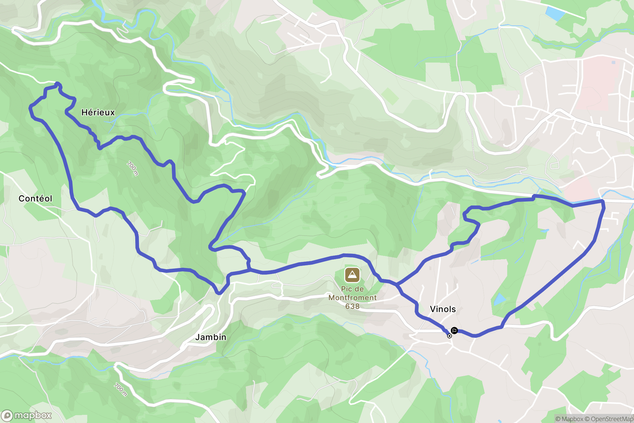 Bard : carte du parcours de randonnée - France