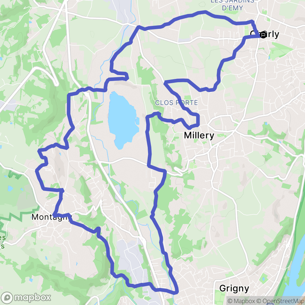 Charly : carte du parcours de randonnée - France