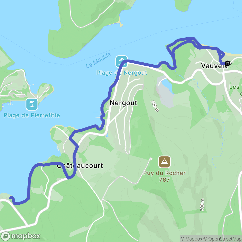 Royère-de-Vassivière : carte du parcours de randonnée - France