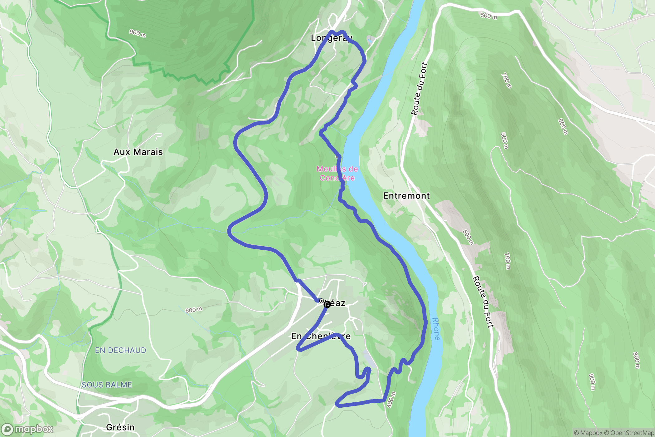 Léaz : carte du parcours de randonnée - France