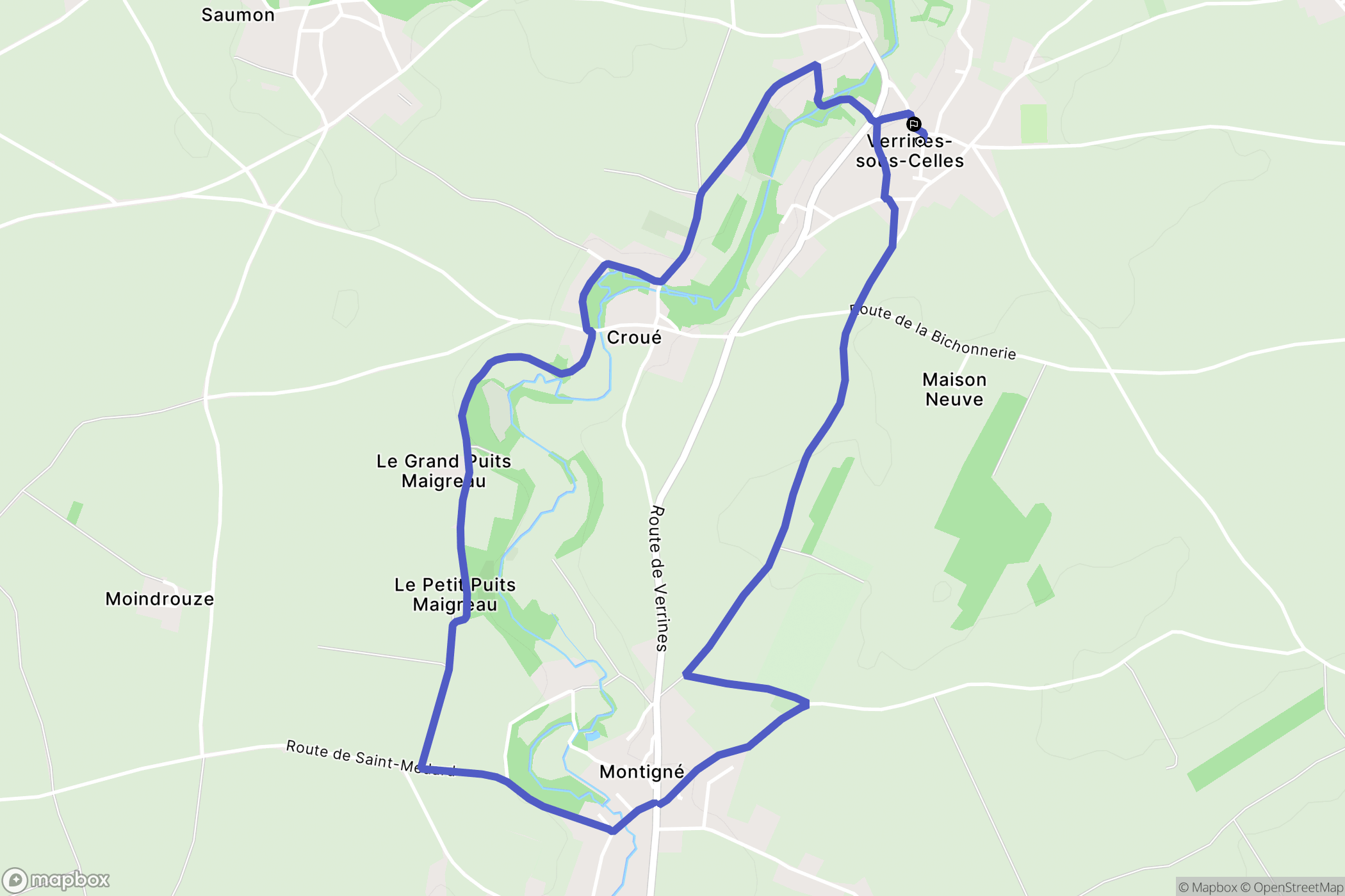 Celles-sur-Belle : carte du parcours de randonnée - France