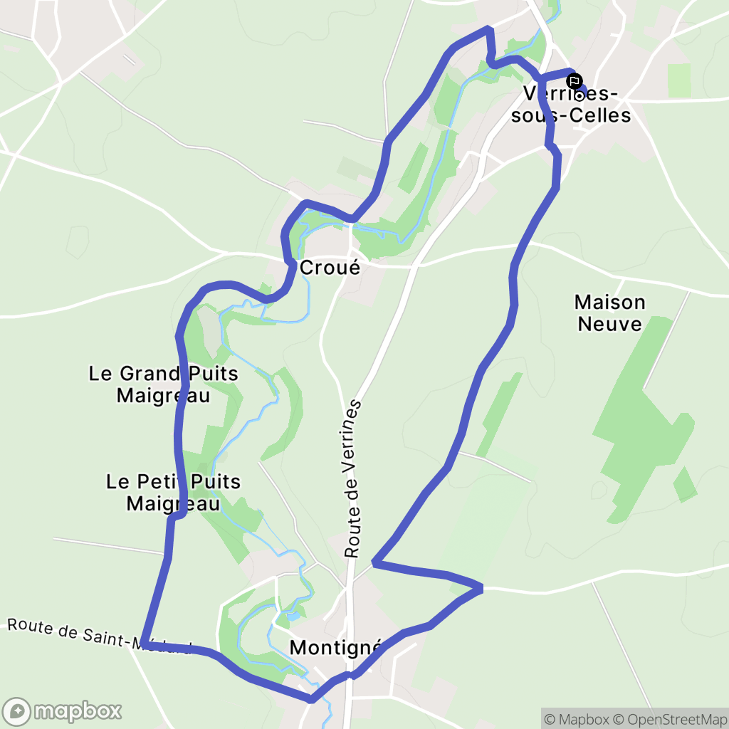 Celles-sur-Belle : carte du parcours de randonnée - France