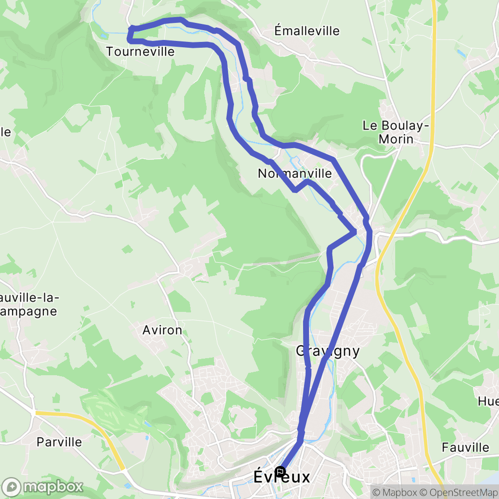 Évreux : carte du parcours de randonnée - France