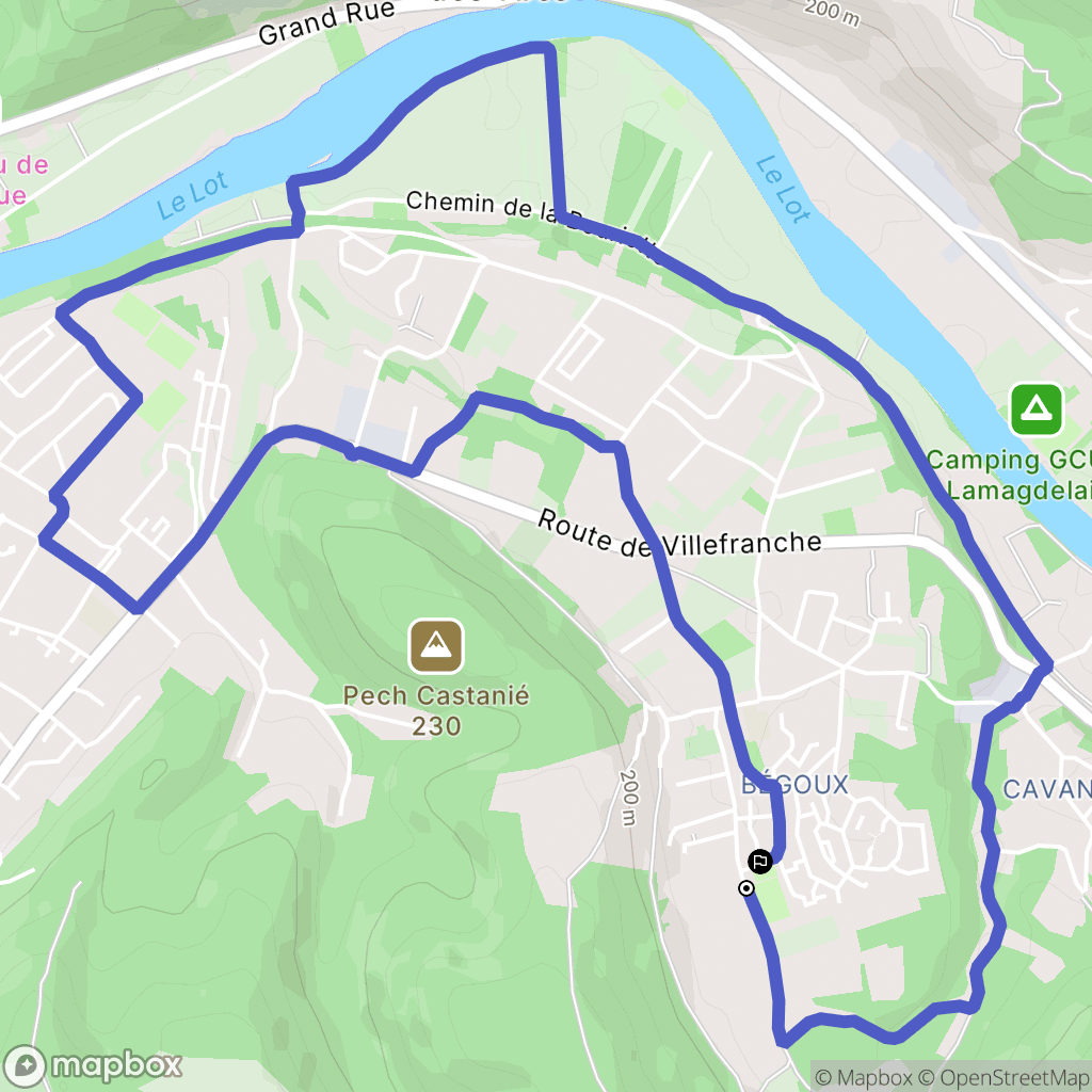 Cahors : carte du parcours de randonnée - France