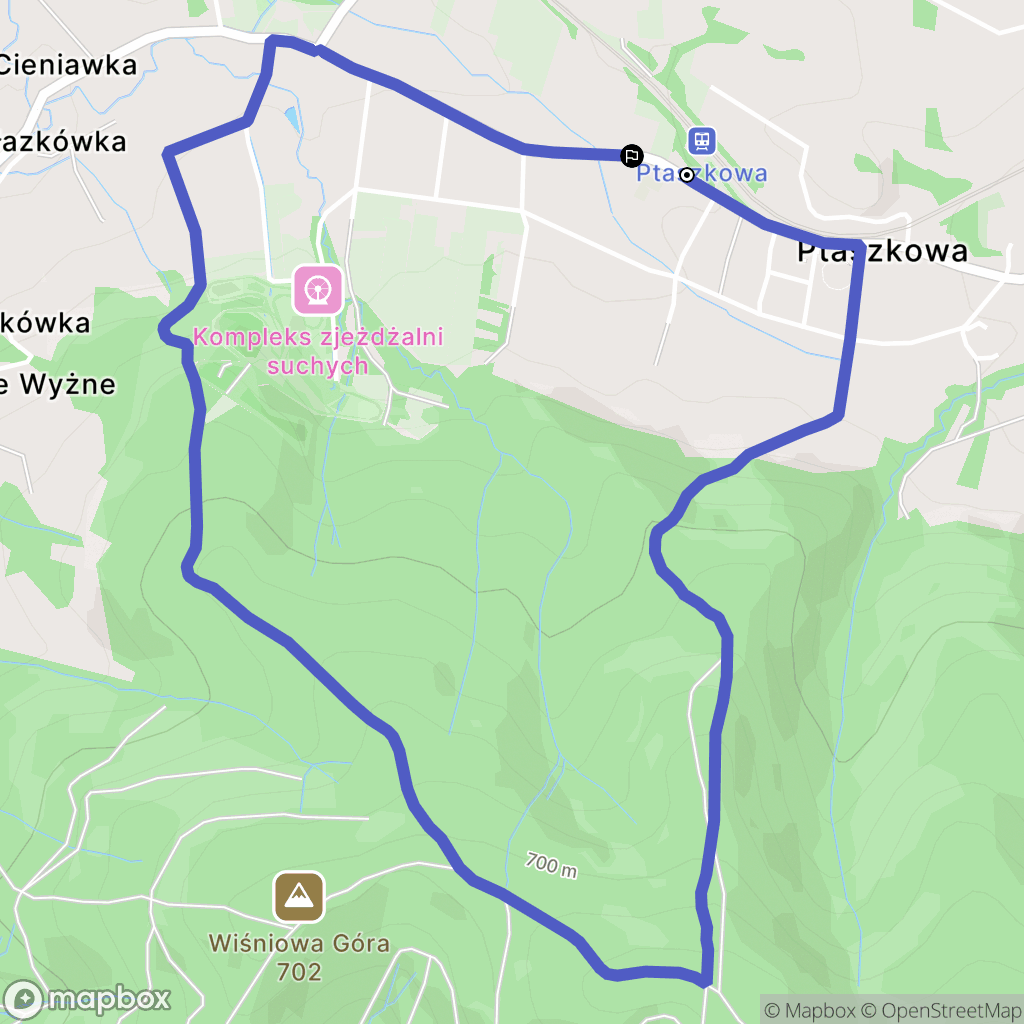 Ptaszkowa: mapa trasy - Poland
