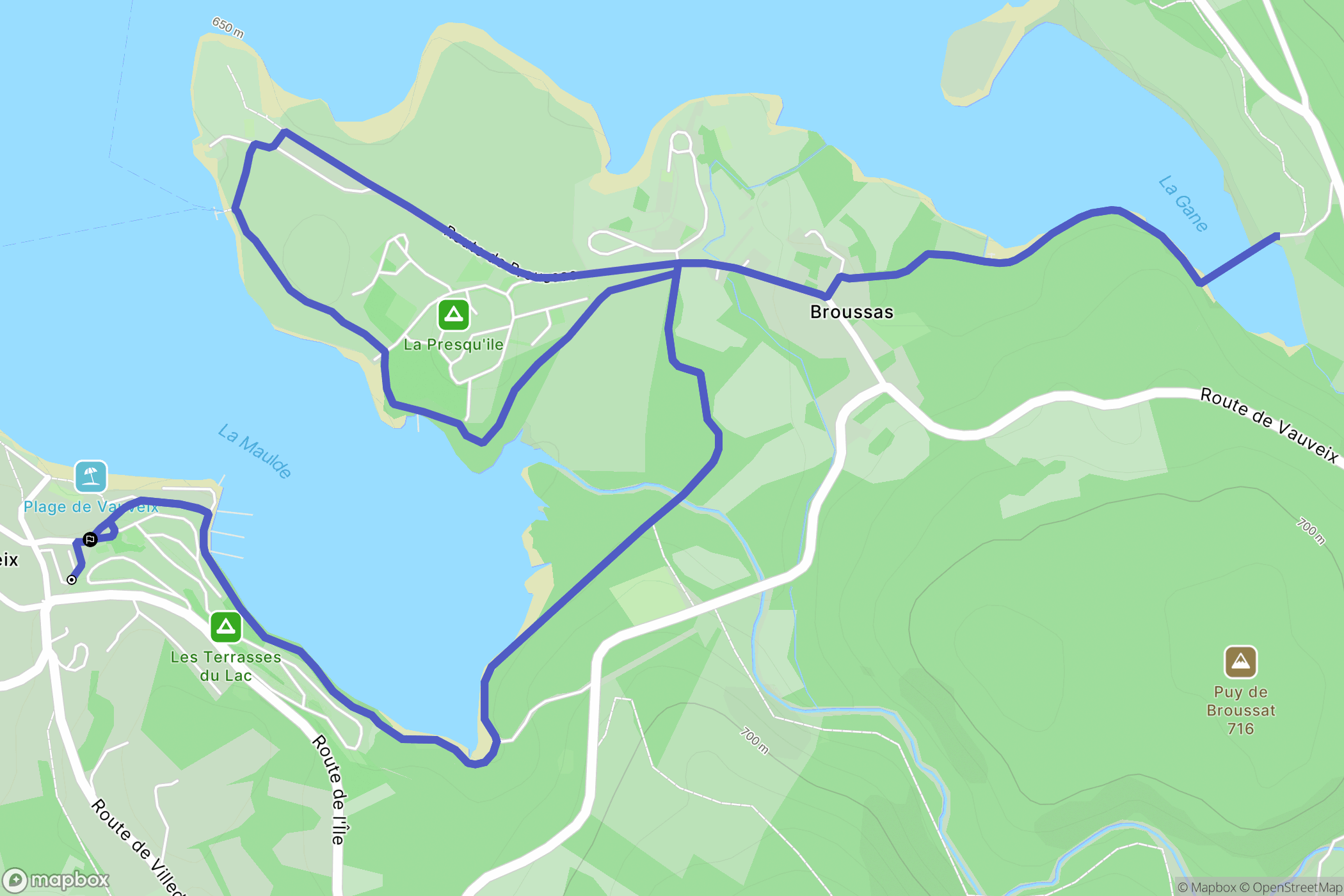 Royère-de-Vassivière : carte du parcours de randonnée - France