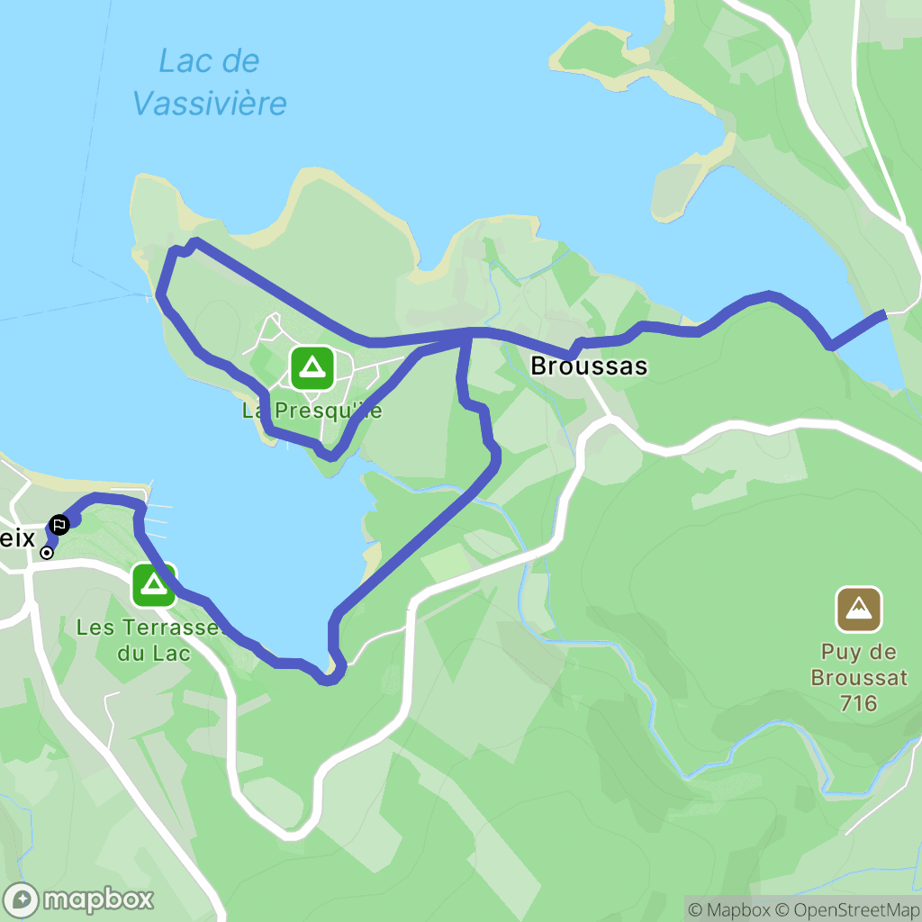 Royère-de-Vassivière : carte du parcours de randonnée - France