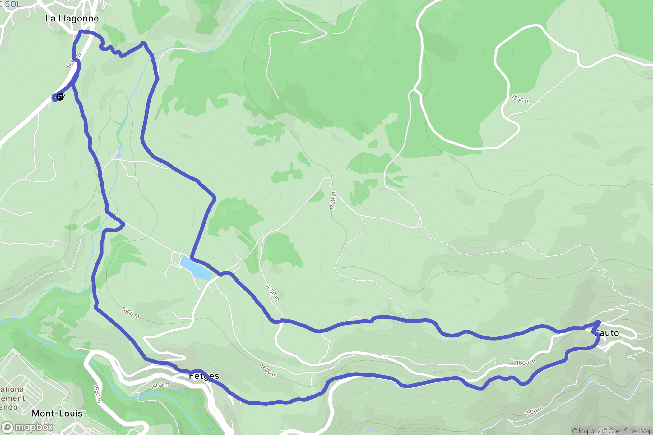 La Llagonne : carte du parcours de randonnée - France