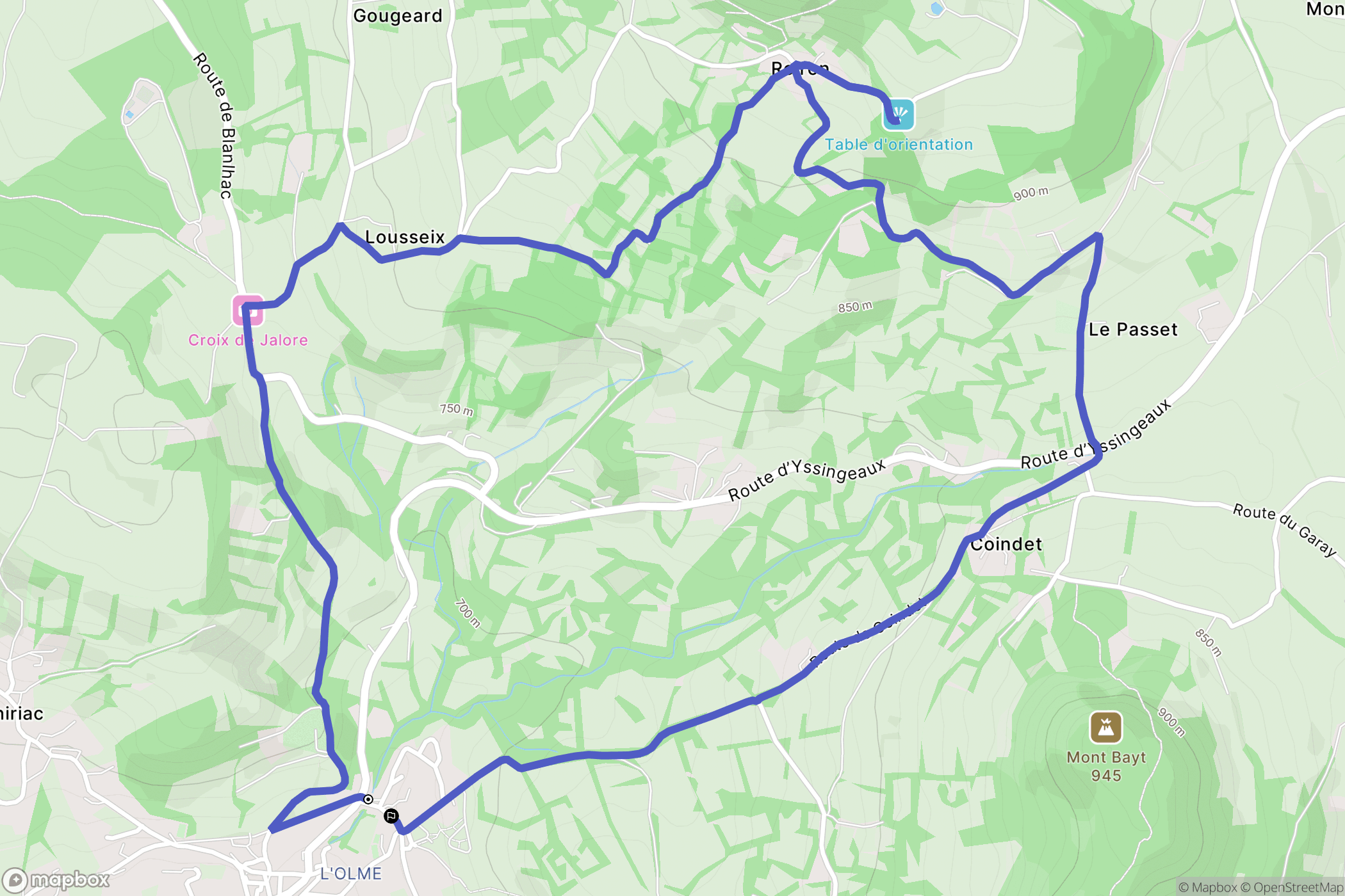 Rosières : carte du parcours de randonnée - France